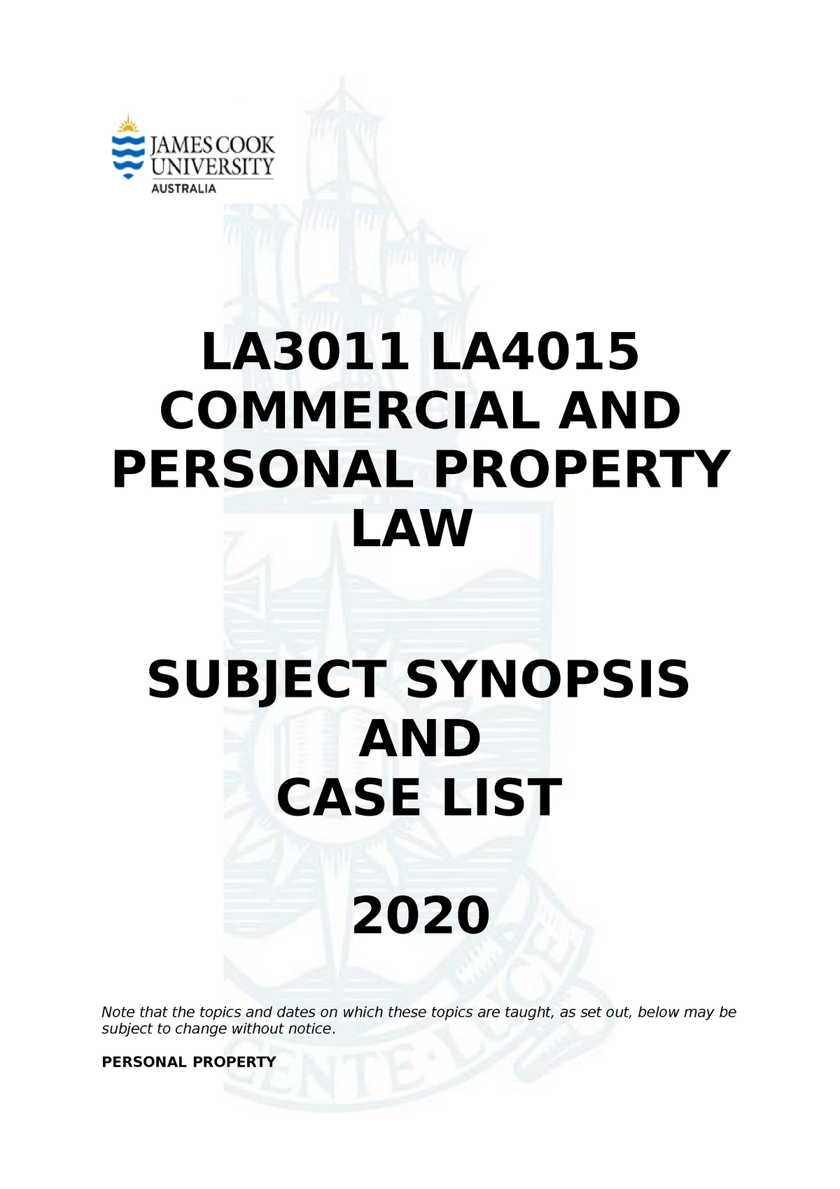 case-list-and-subject-synopsis-la3011-la-commercial-and-personal