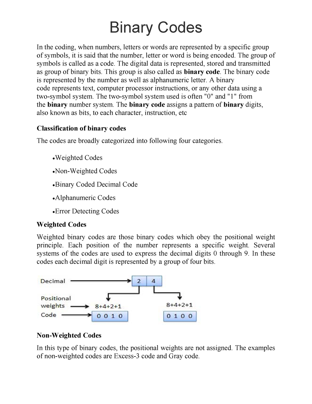 Binarycode Binary Codes In the coding, when numbers, letters or words