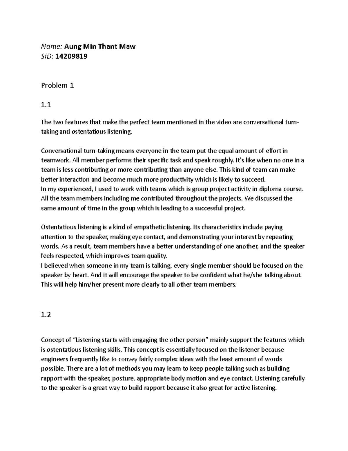 Assignment Task 1: Construction Problems (Report) - Name: Aung Min ...