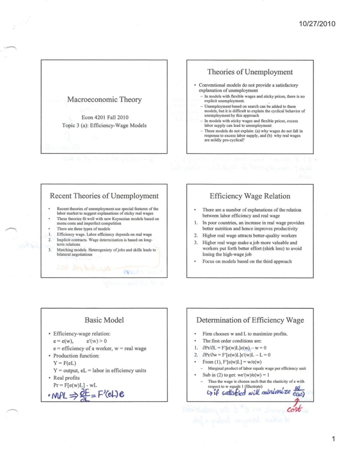 ECON 4021A - Topic 3a - Efficiency Wage Models - Macroeconomic Theory ...