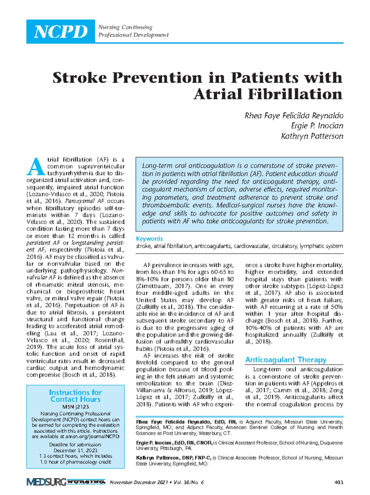 Stroke prevention in Patients with Atrial Fibrillation - Rhea Faye ...