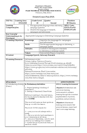 Sample English 10 Lesson Plan with Annotations - Department of ...