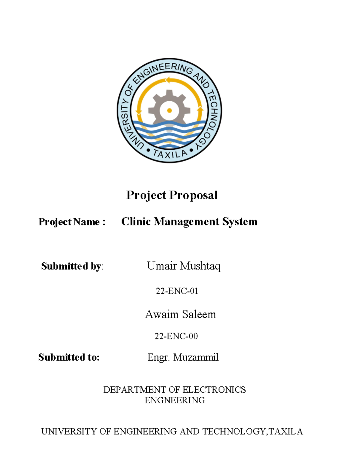 Purposal cms - Project Proposal Project Name : Clinic Management System ...