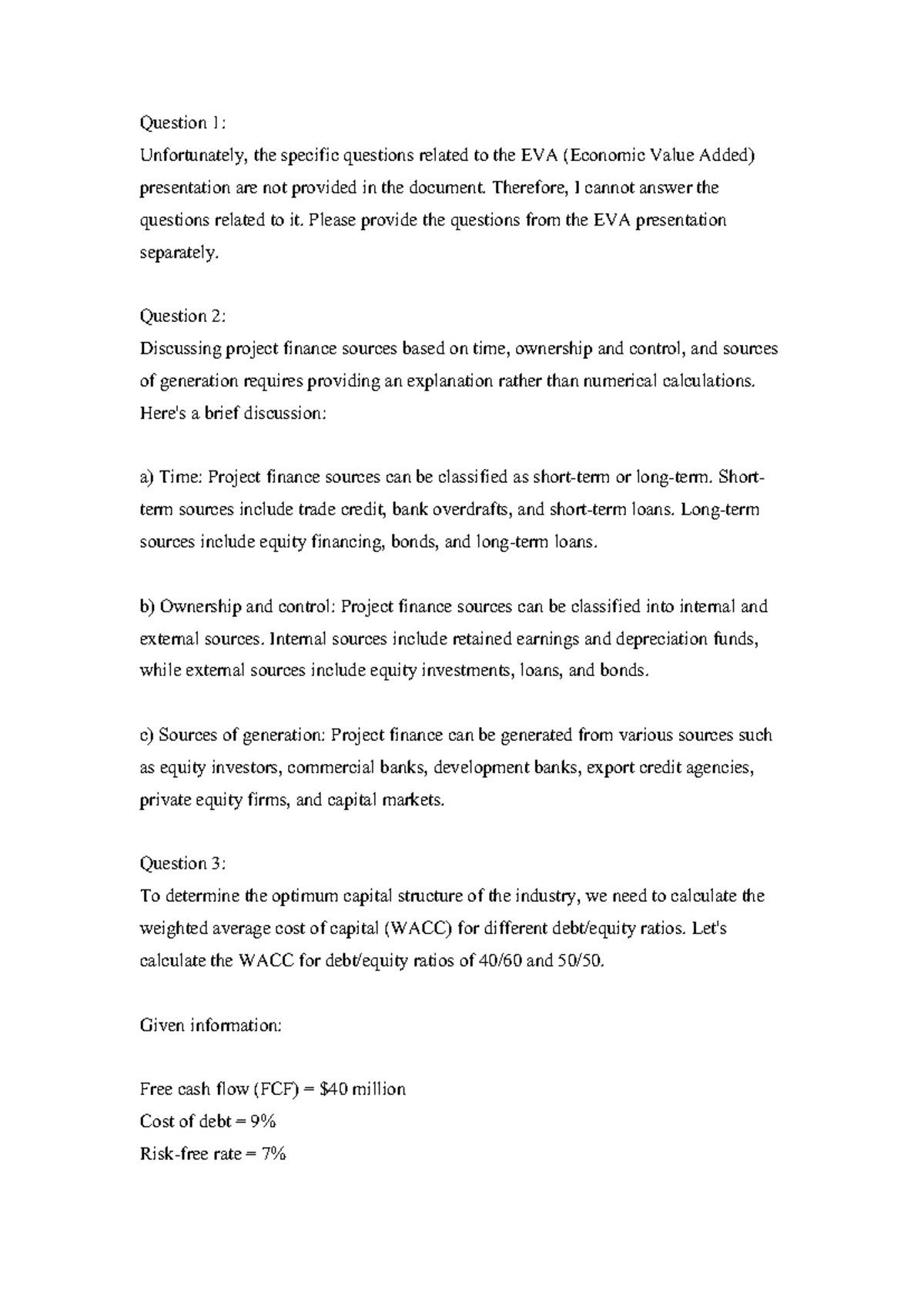 PFM Question Answer - Individual Assignment - Question 1: Unfortunately ...