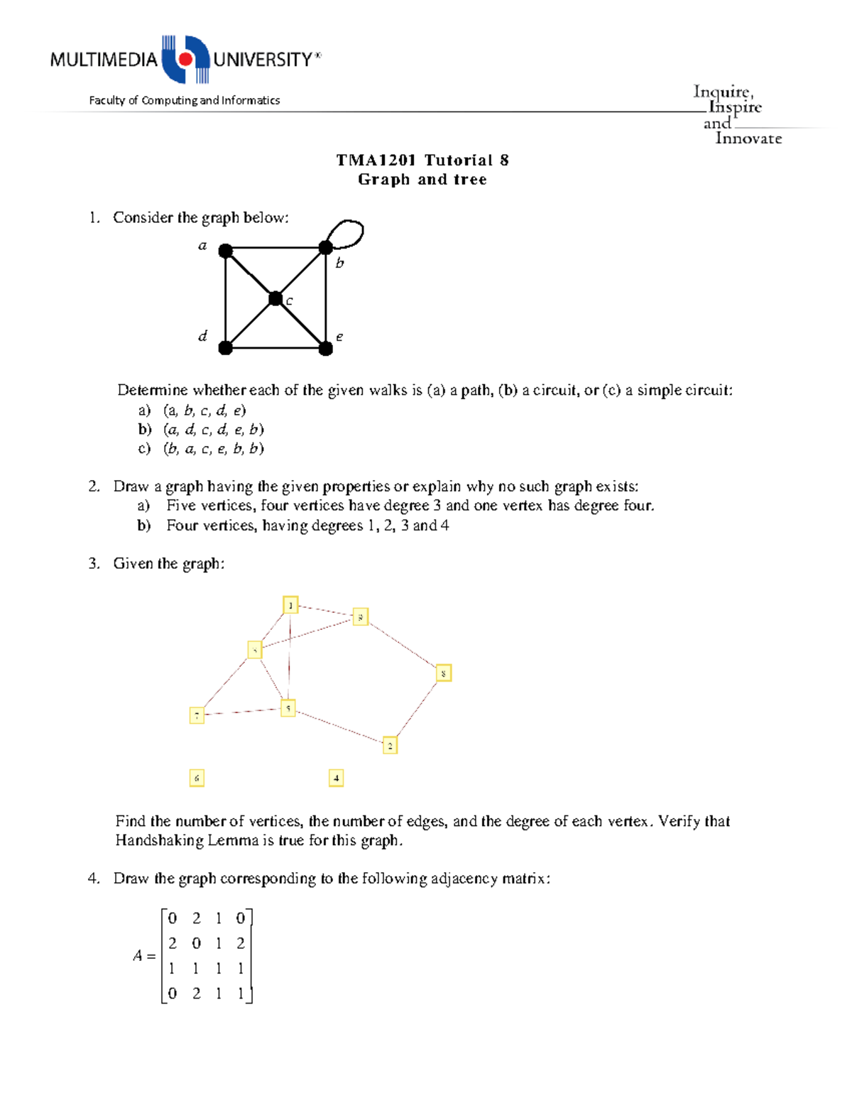 Tutorial 08 Graph and tree - Faculty of Computing and Informatics ...