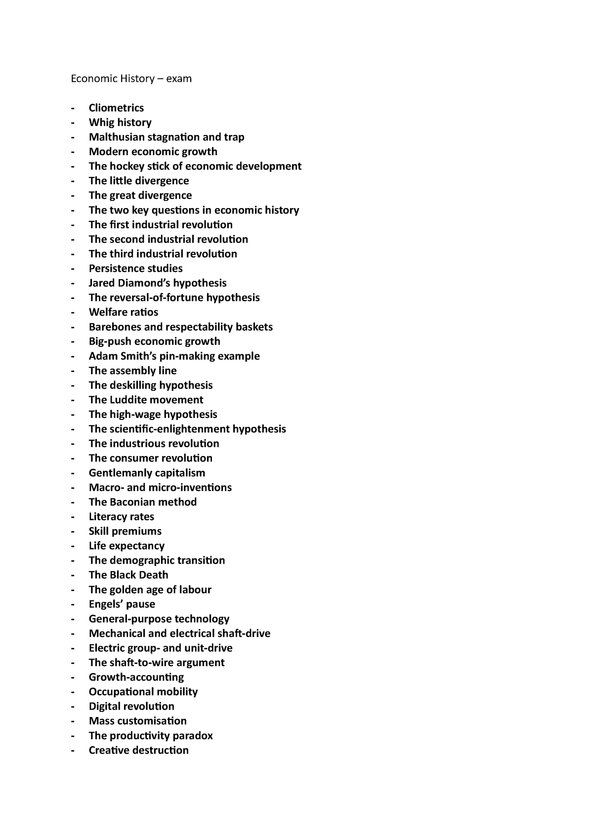 important-subjects-for-economic-history-economic-history-exam