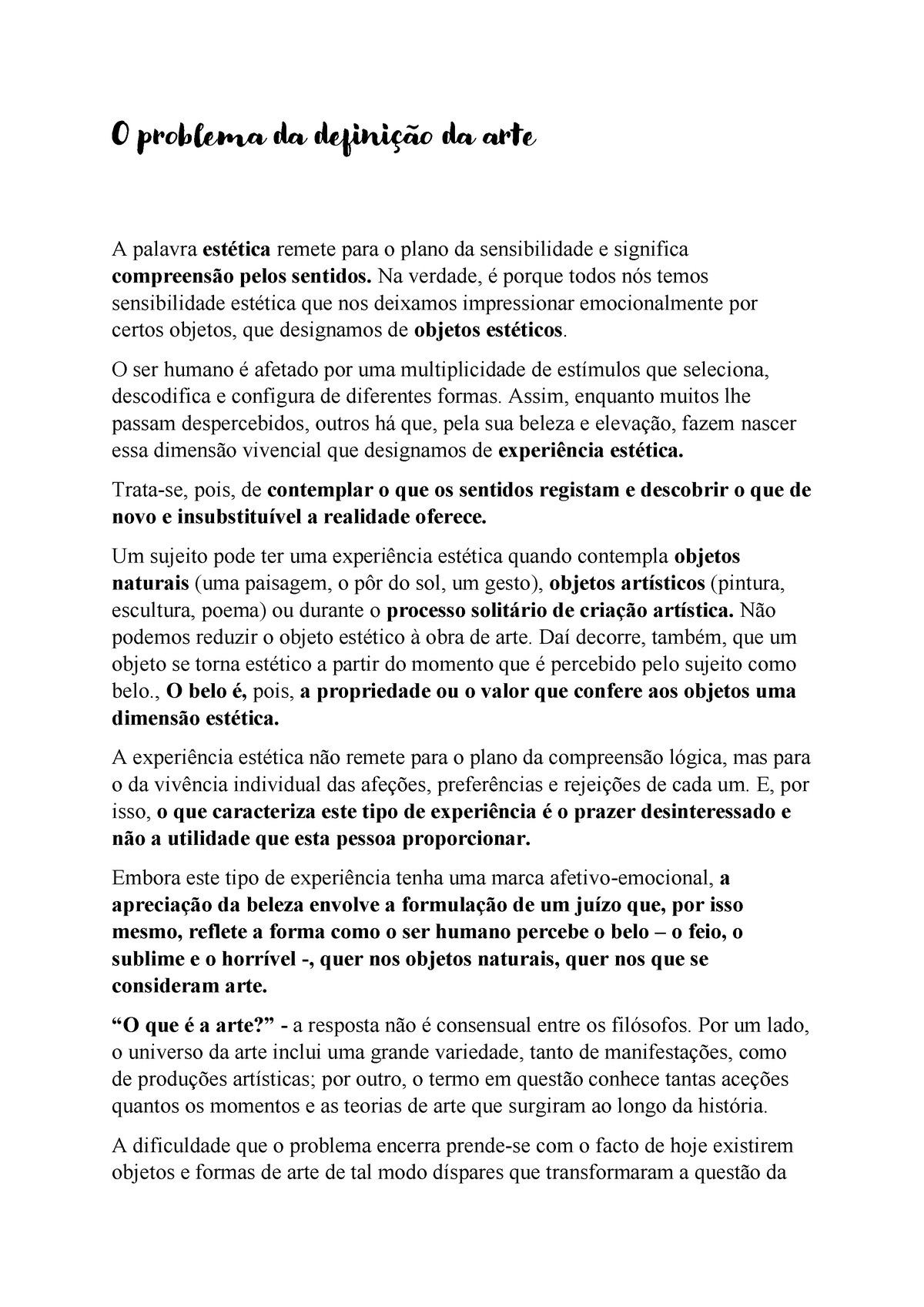 Resumos Filosofia Da Arte E Teorias Essencialistas E Não Essencialistas O Problema Da 1680