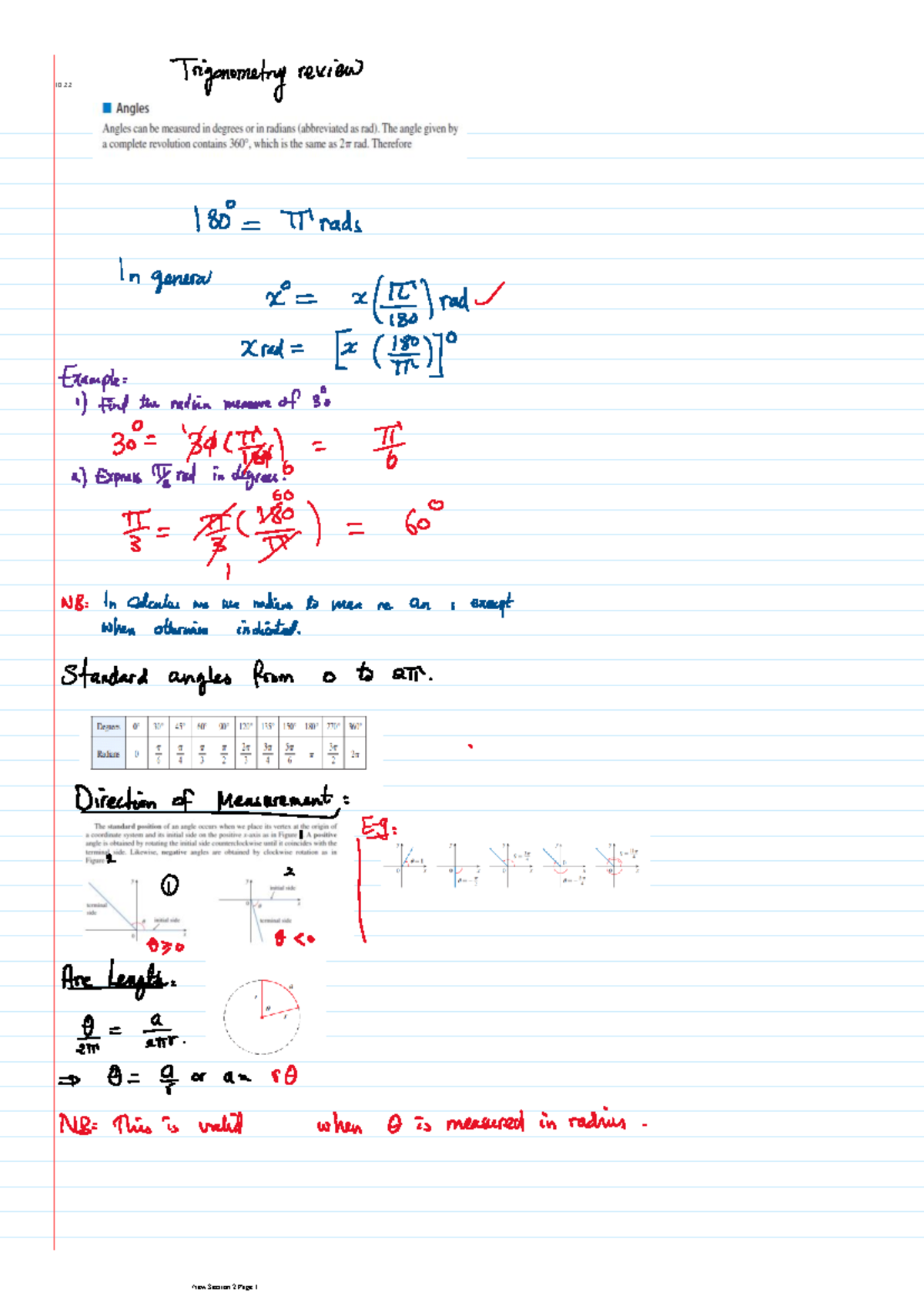 Trigonometry review-3 - MATH130 - 10: - Studocu
