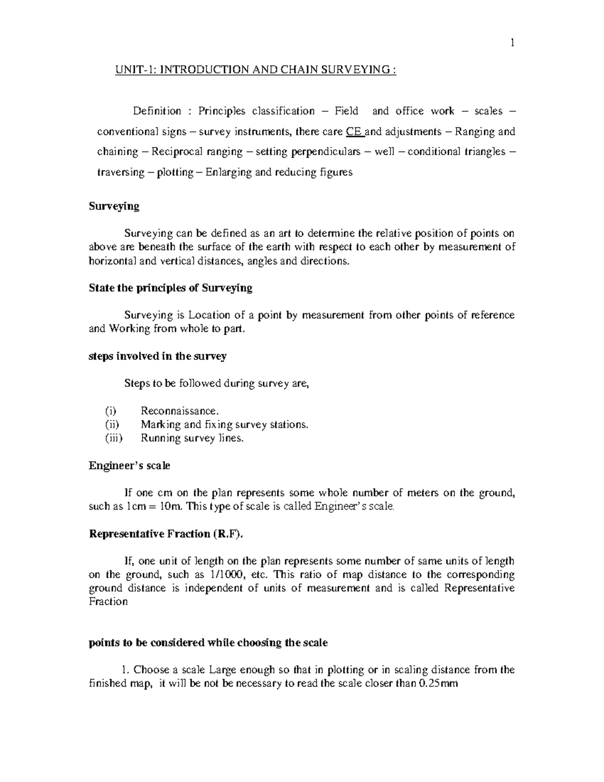 Survey-notes-2 - UNIT-1: INTRODUCTION AND CHAIN SURVEYING : Definition ...