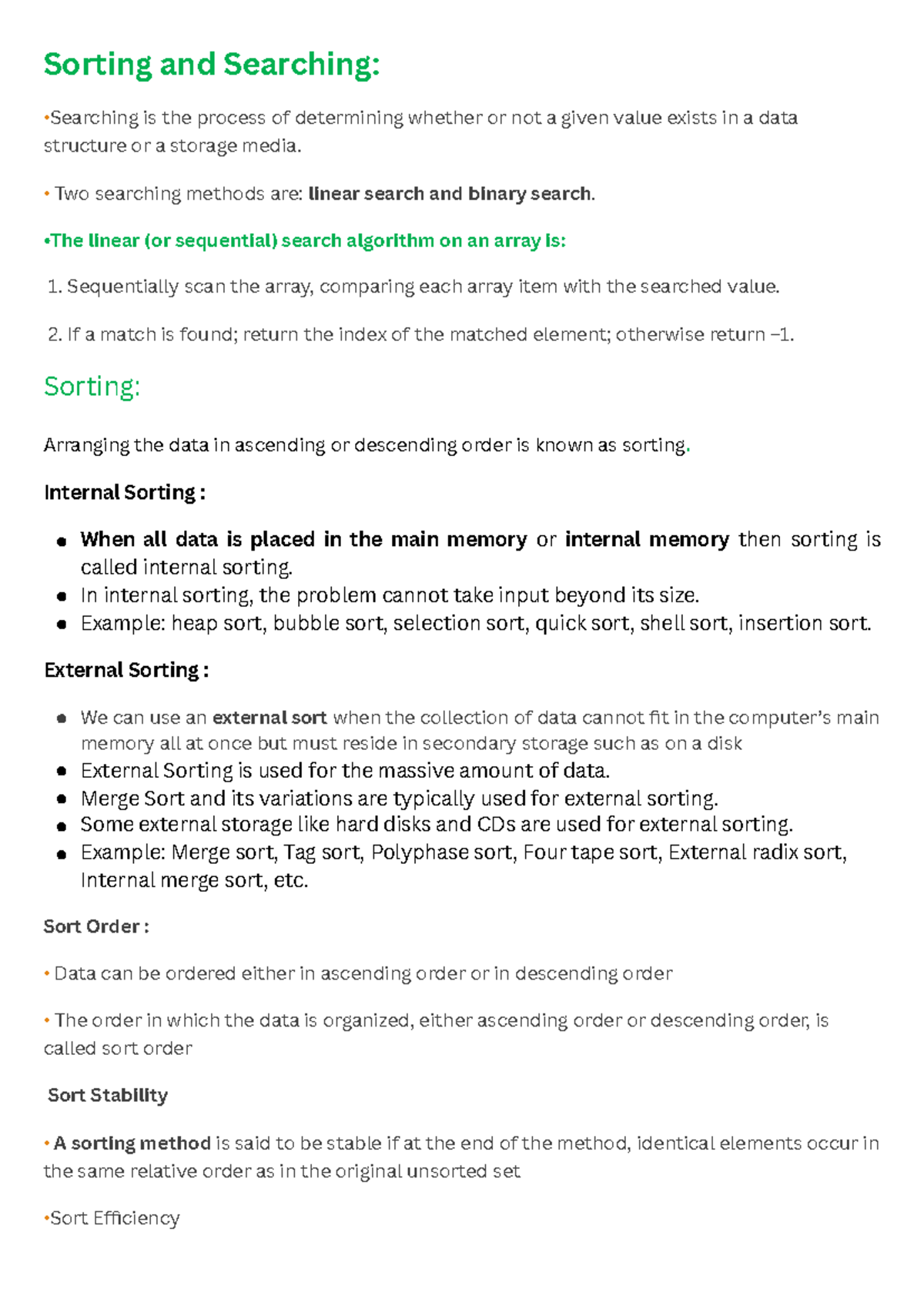 Dsa - Dsa - Sorting and Searching: Searching is the process of ...