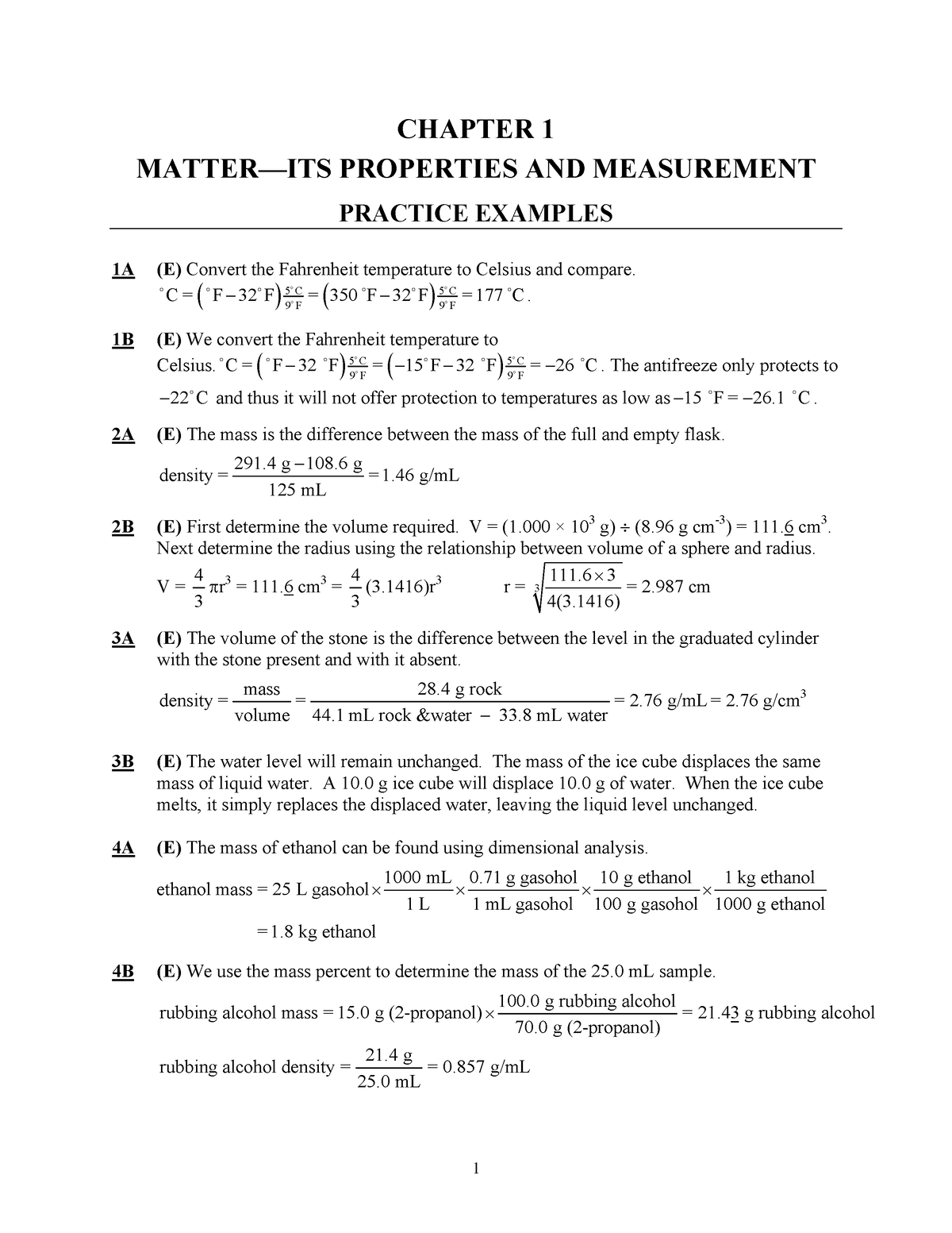 General Chemistry 10th Edition Solution - CHAPTER 1 MATTER—ITS ...