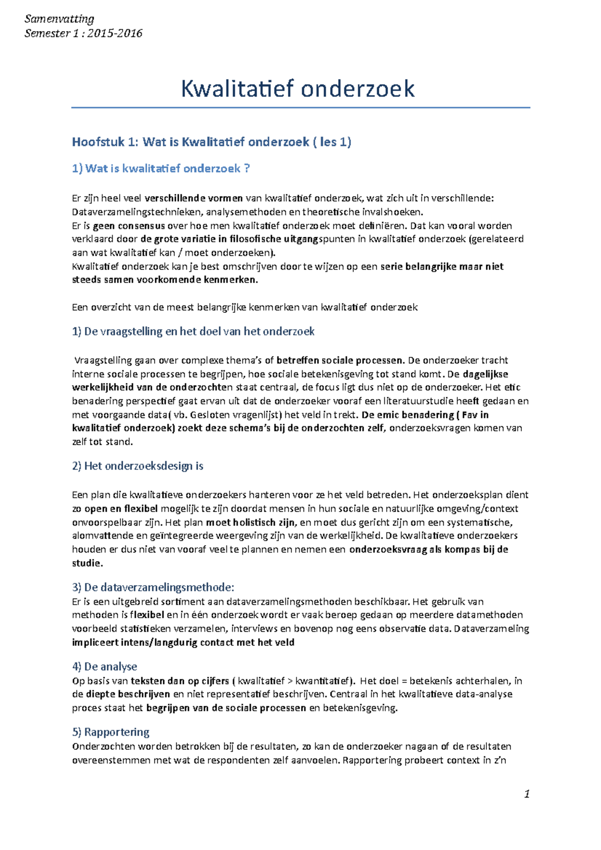 Kwalitatief - Onderzoek - Samenvatting - Mv - 2 - Kwalitatief Onderzoek ...