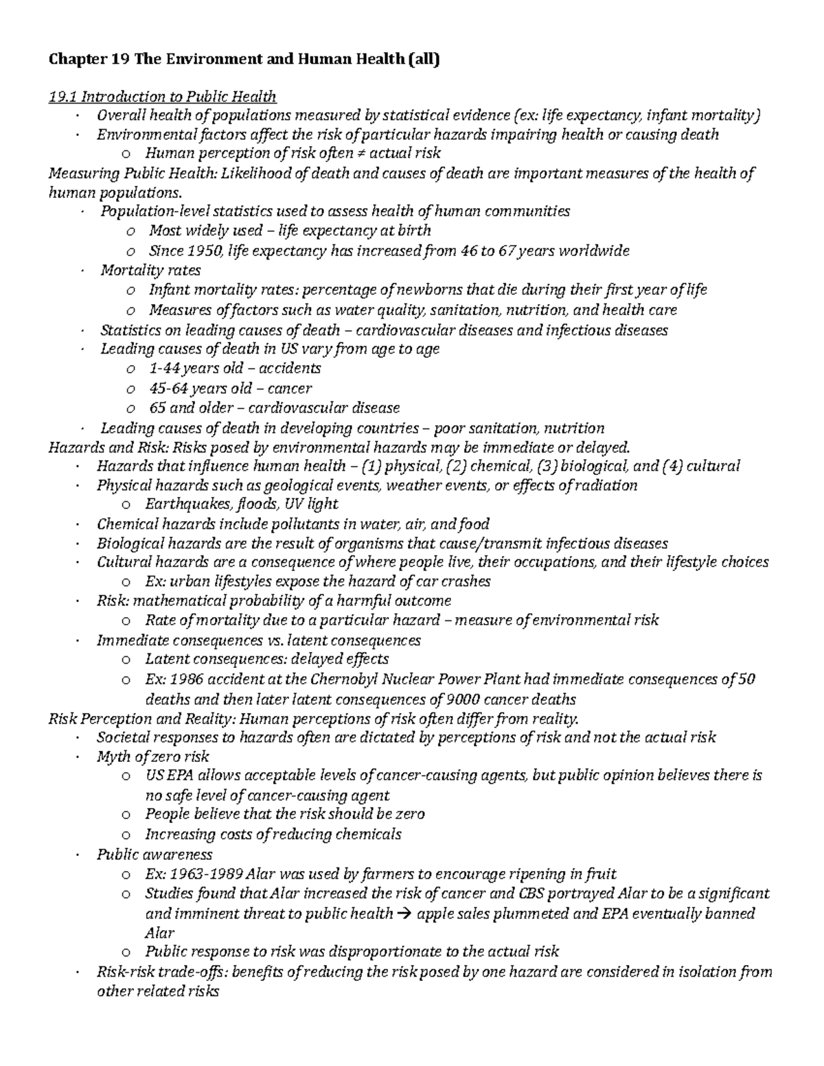 Chapter 19 (textbook) All - Chapter 19 The Environment and Human Health ...