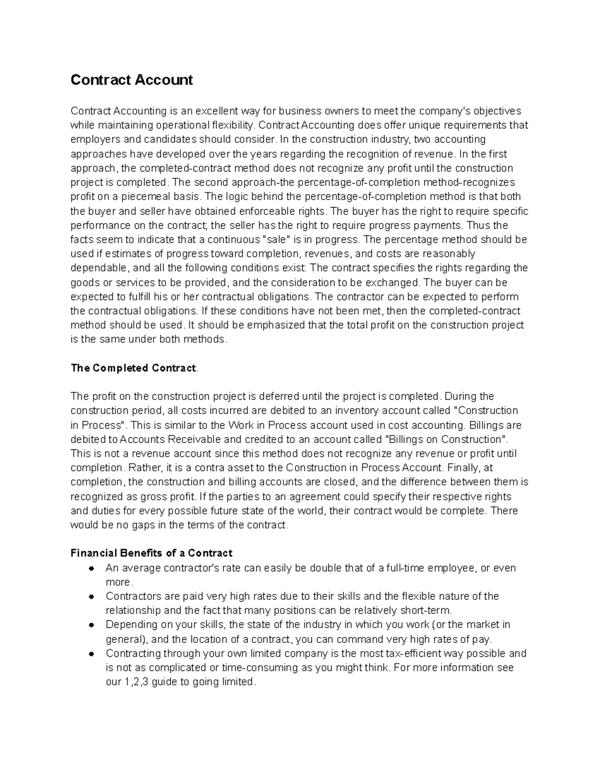Contract Account - Contract Account Contract Accounting is an excellent ...
