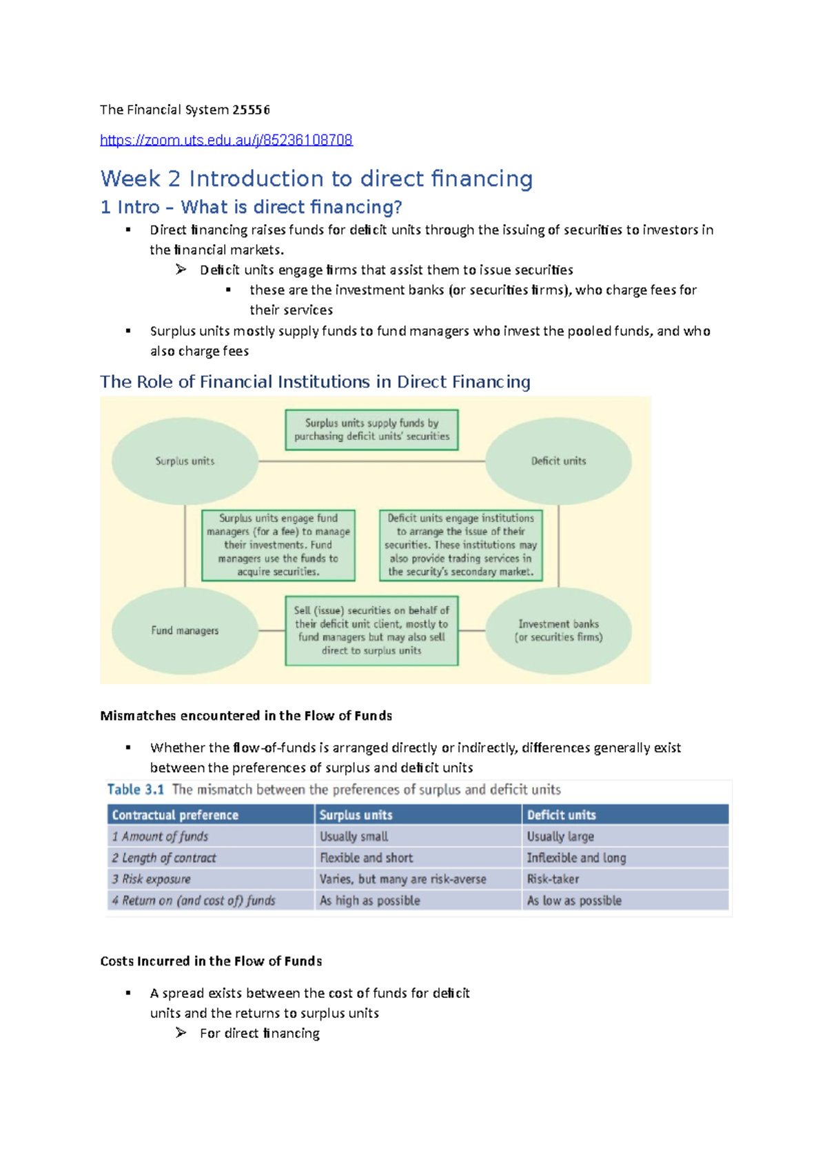 The Financial System 25556 notes - Finance UTS - The Financial System ...