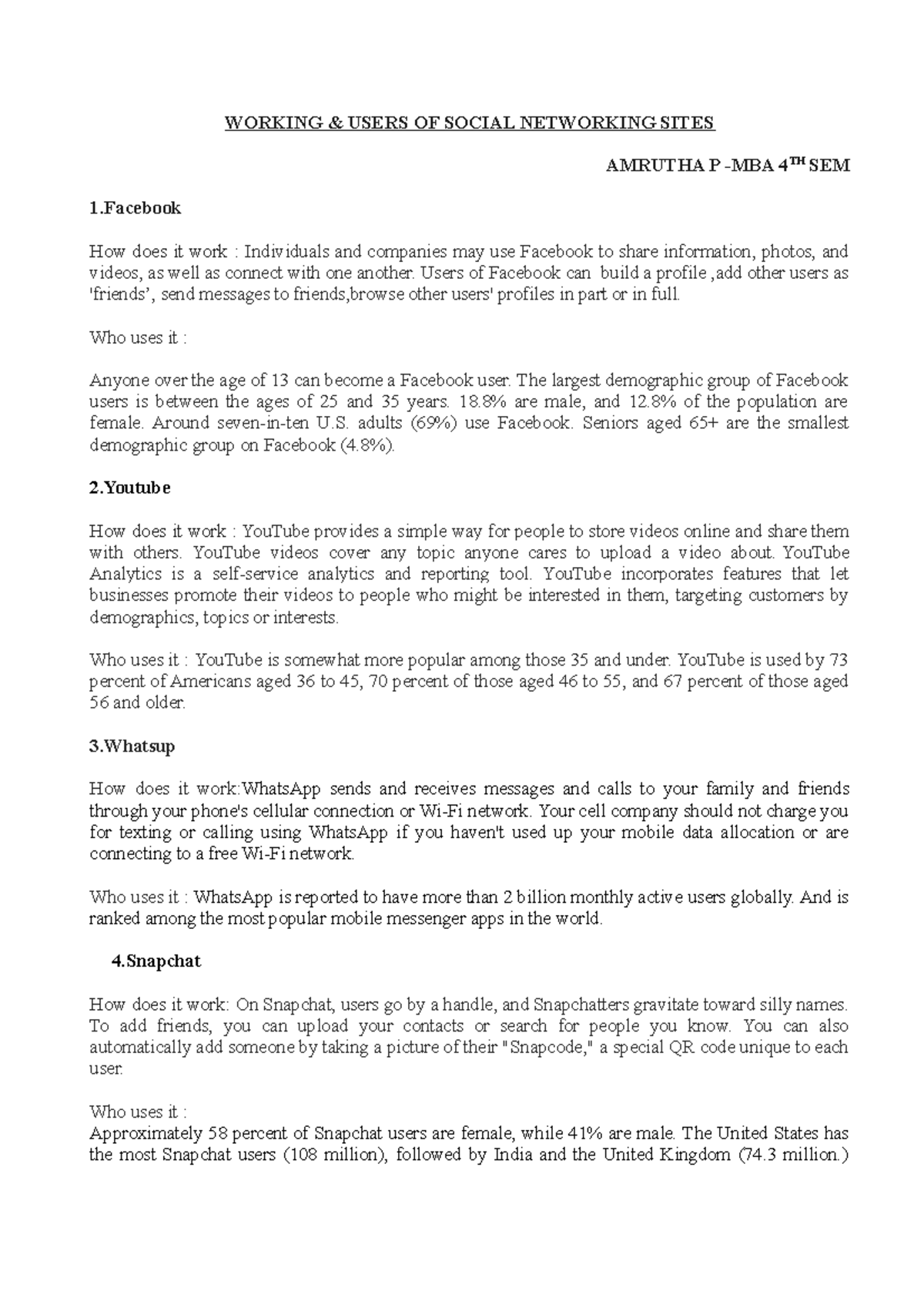 DIGITAL MARKETING ASSIGNMENT - WORKING & USERS OF SOCIAL NETWORKING ...