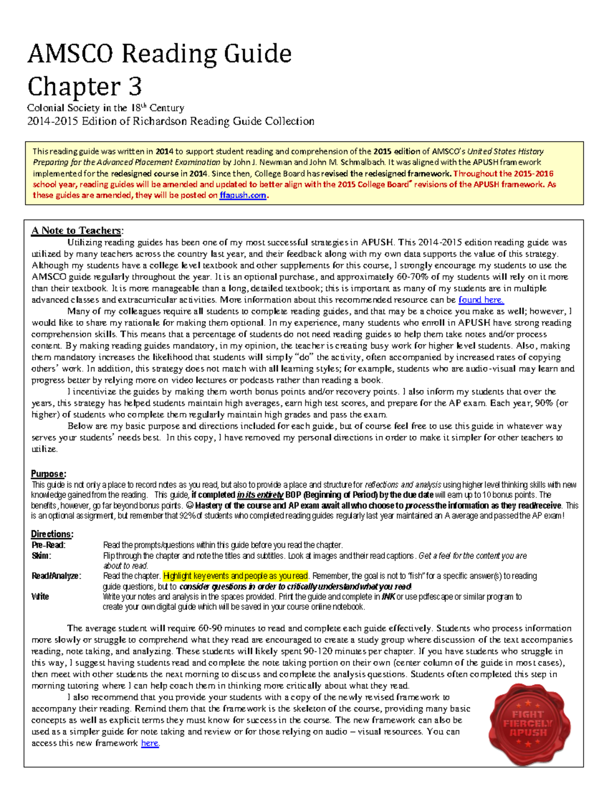 Amsco Ch - Work - AMSCO Reading Guide Chapter 3 Colonial Society In The ...