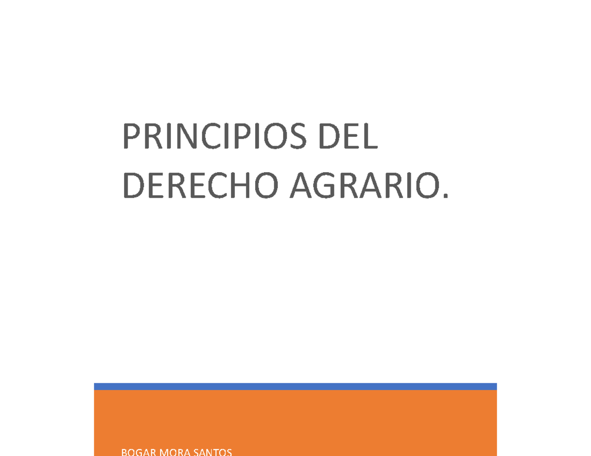 Principios del Derecho Agrario en la actualidad - PRINCIPIOS DEL