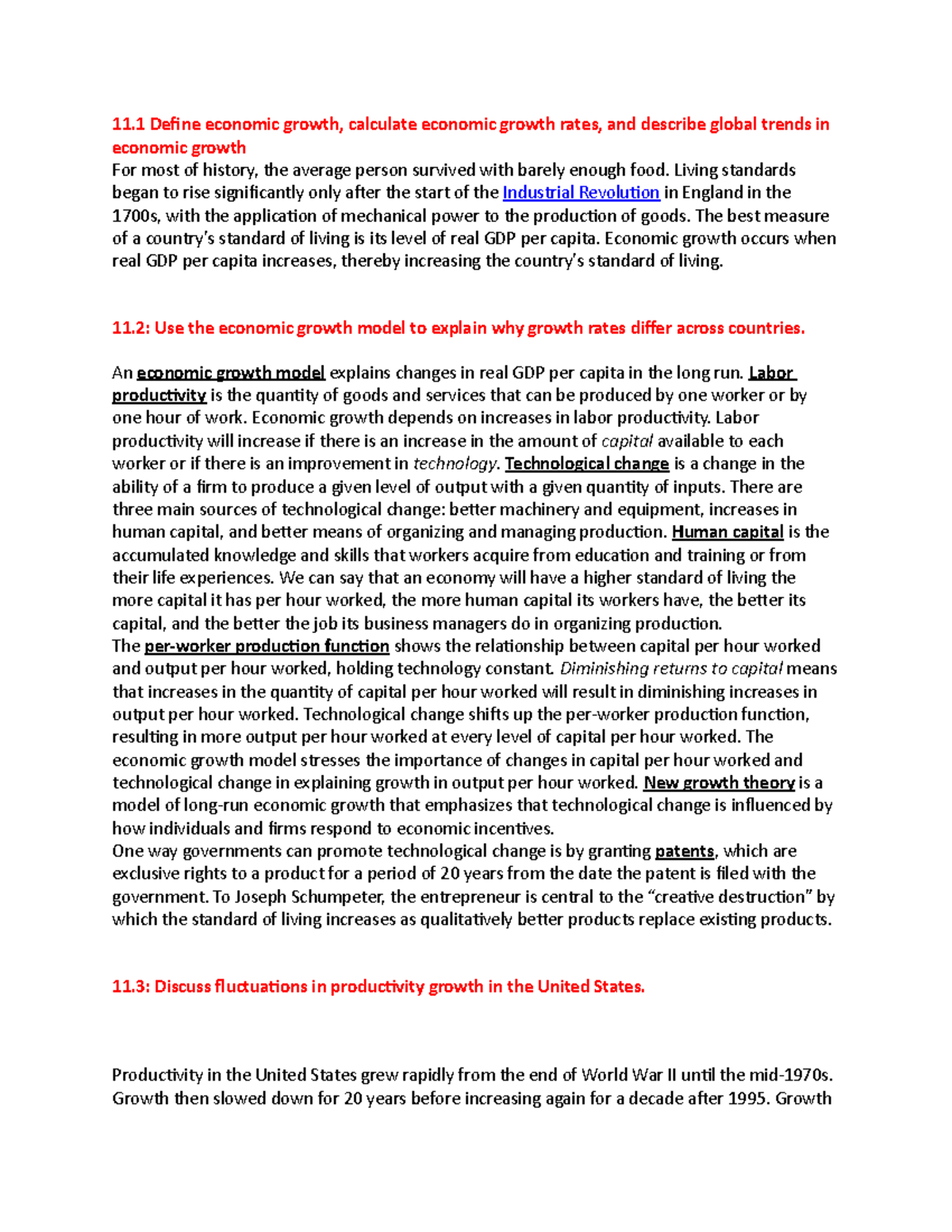 Chapter 11 - Lecture Notes - 11 Deine Economic Growth, Calculate ...