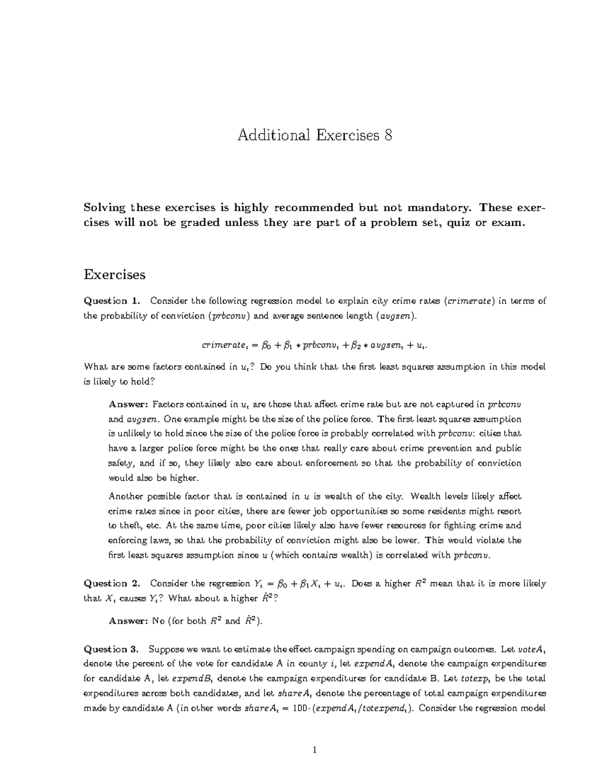 Additional Exercises 8 (solutions) - Additional Exercises 8 Solving ...