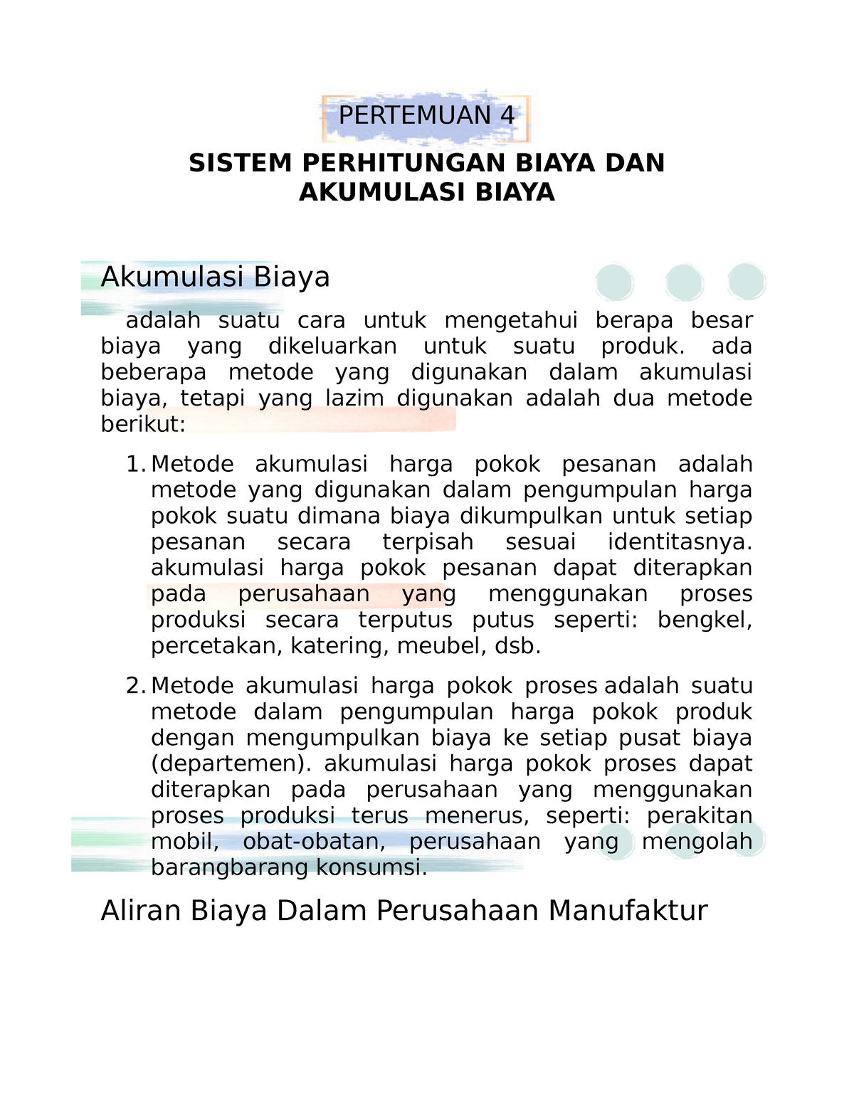 Akuntansi Biaya Pertemuan 4 - PERTEMUAN 4 SISTEM PERHITUNGAN BIAYA DAN ...