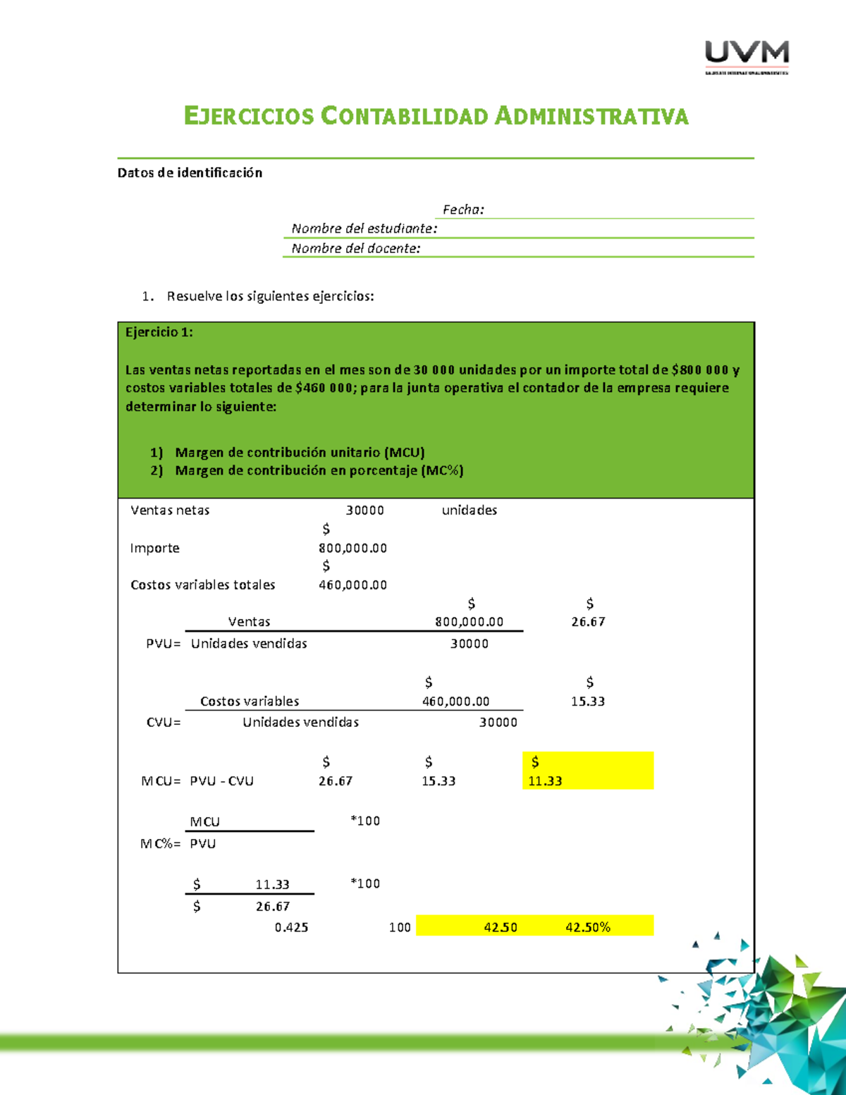 Actividad 5 Ejercicios Ejercicios Contabilidad Administrativa