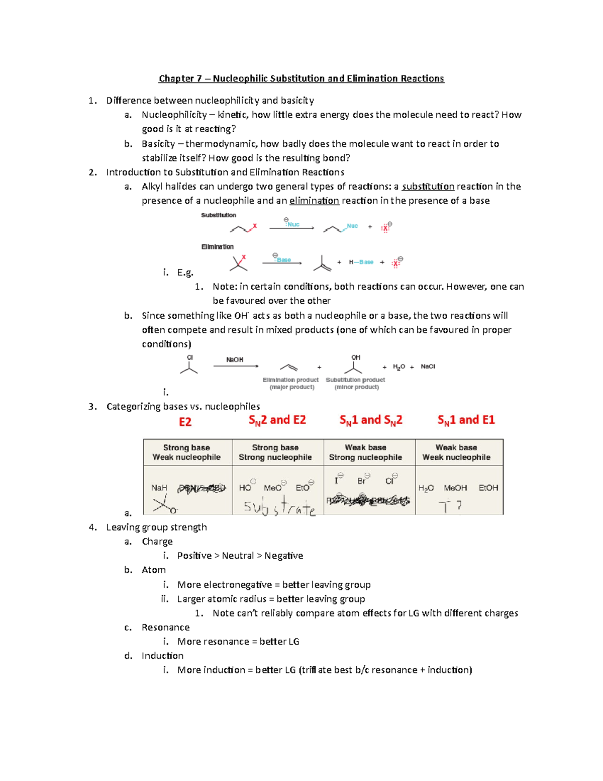 Chapter 7 - Nucleophilic Substitution & Elimination Reactions - Chapter ...