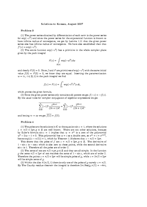 Com An 2Hand In 1Ex1 - Complex Analysis 2, Hand-In A, Exercise 1 ...