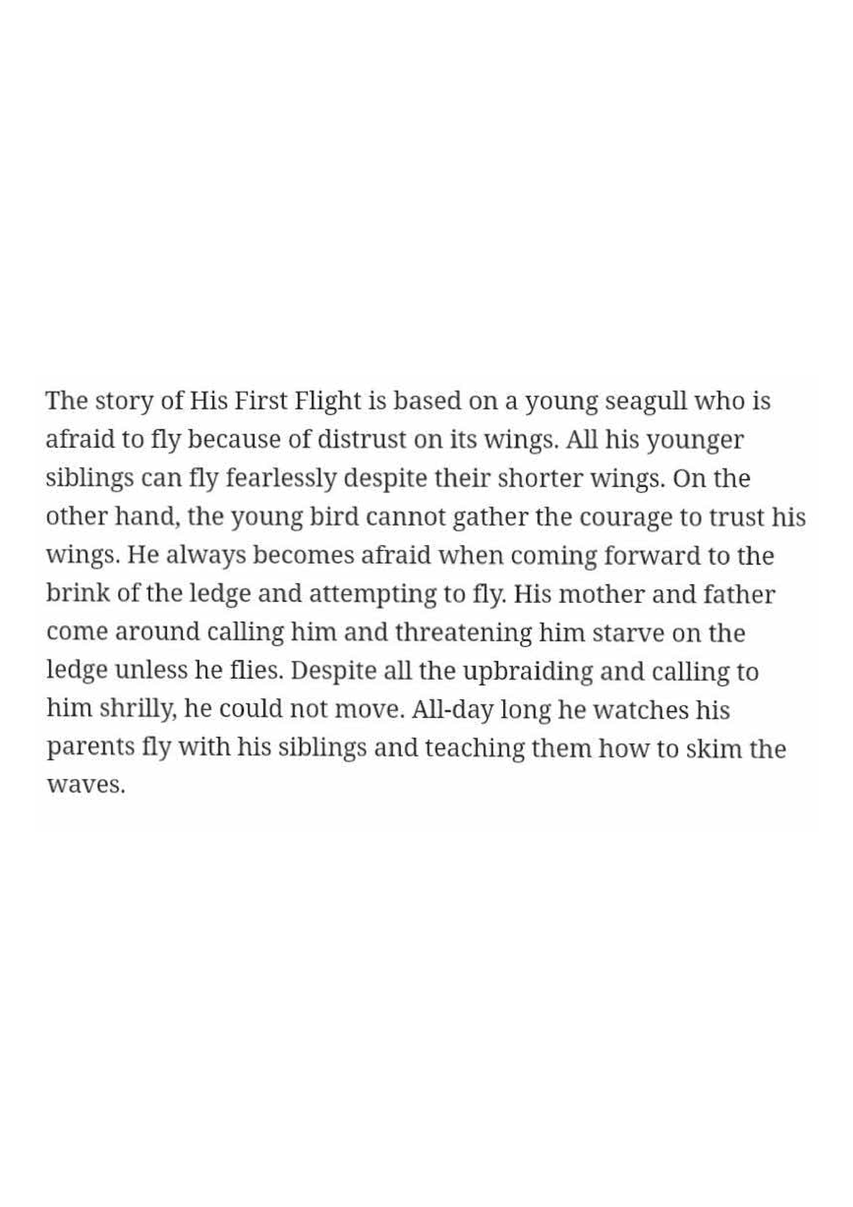 his-first-flight-summary-english-studocu