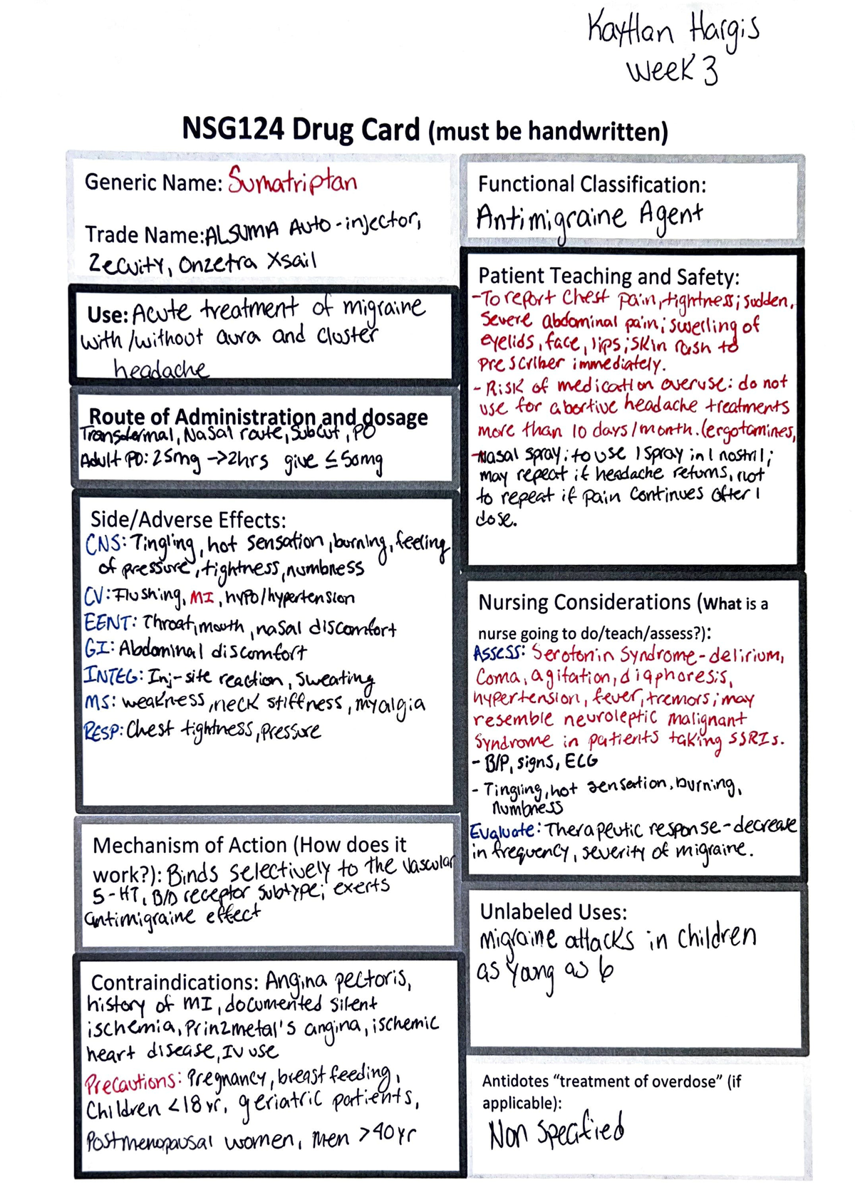 Drug Cards Week 3 Hargis - NSG124 Drug Card (must Be Handwritten ...