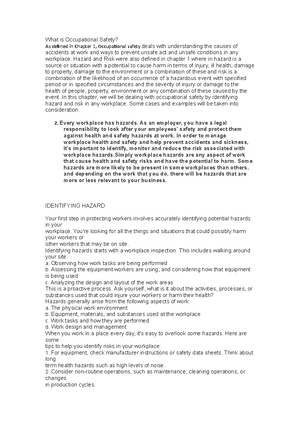 BOSH 4 - lecture notes - Occupational Health and its Different Aspects ...