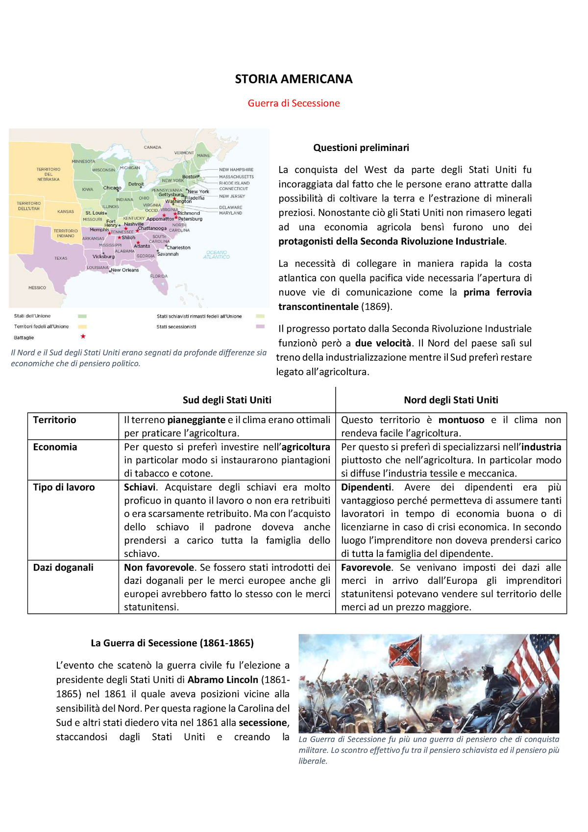 2 - Descrizione Sintetica Del Periodo Della Guerra Di Secessione ...