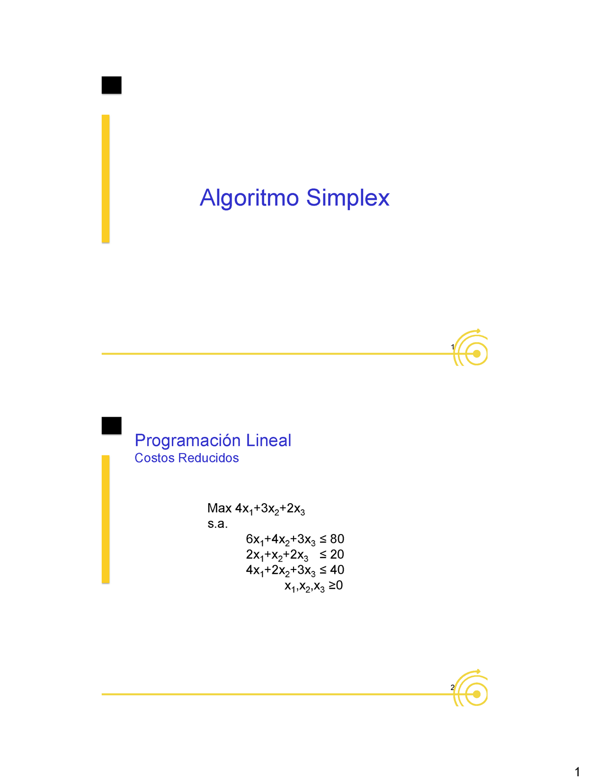 Clase 11 Y 12 Algoritmo Simplex - Algoritmo Simplex 1 Programación ...