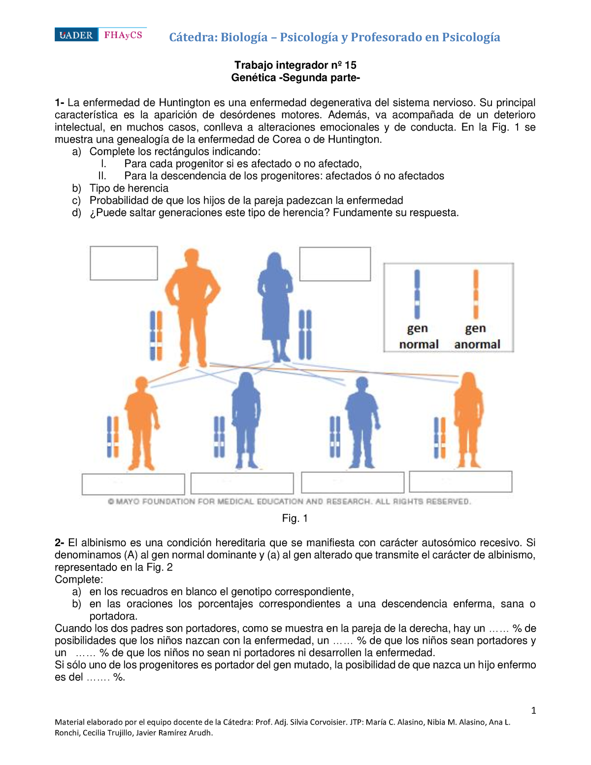 Tp N° 15 Genética Y Herencia Parte Ii Trabajo Integrador Nº 15 Genética Segunda Parte 1 5083