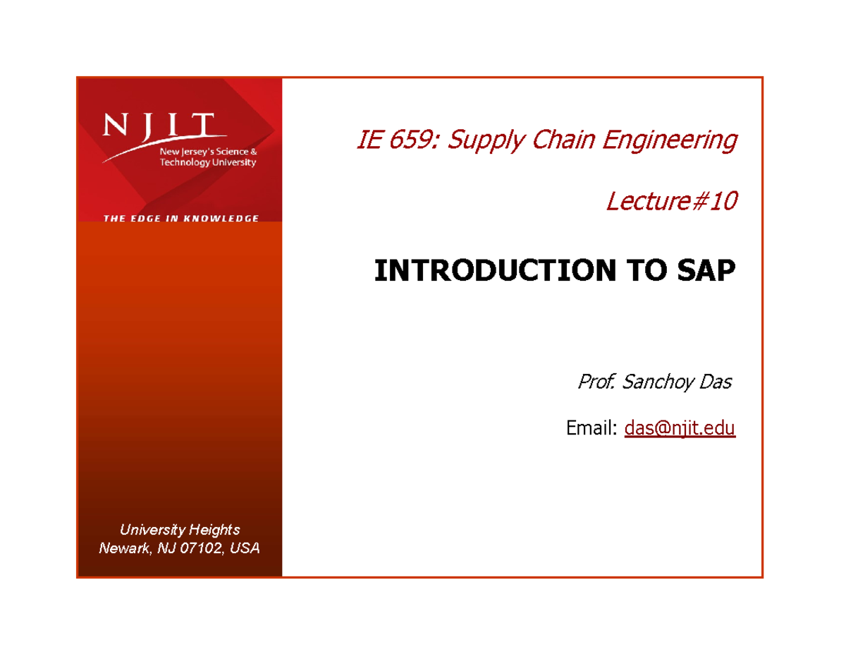 10. SCM - Intro To SAP - IE 659: Supply Chain Engineering Lecture ...