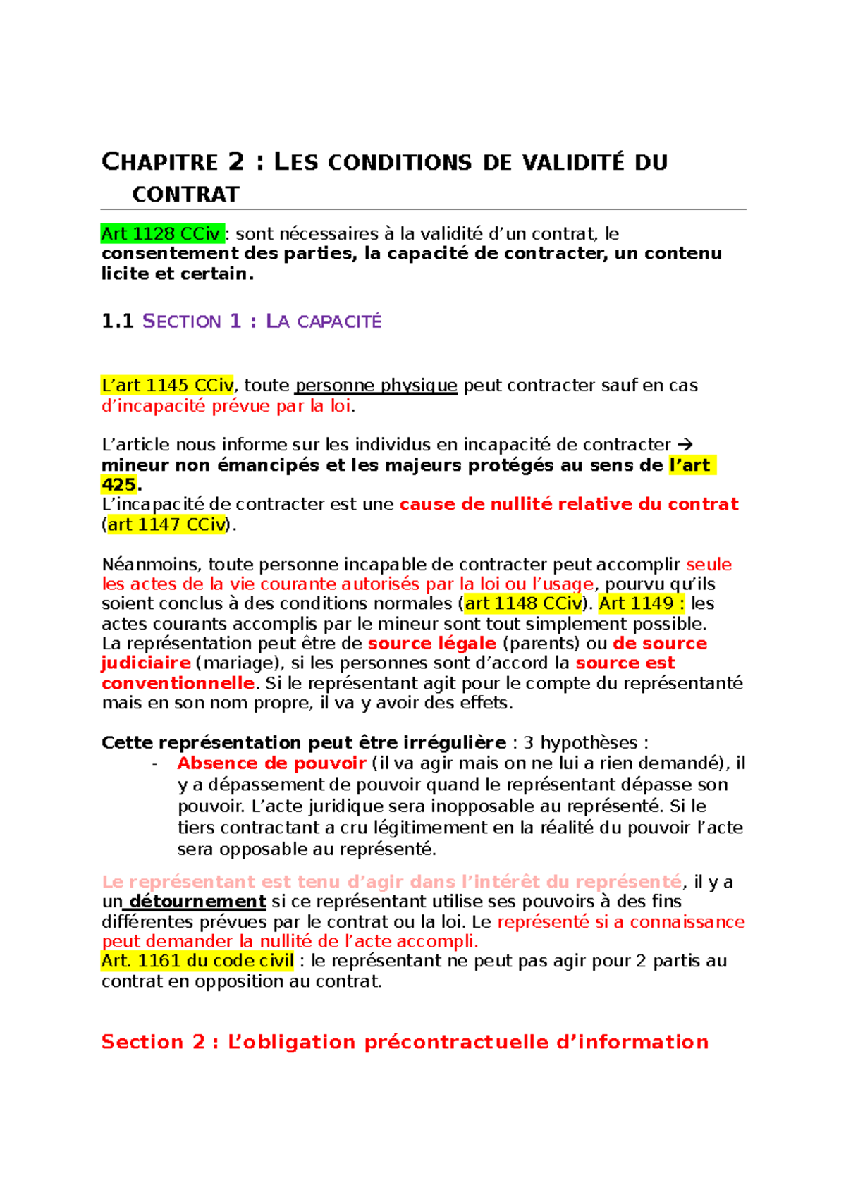 2 Conditions validité du contrat CHAPITRE