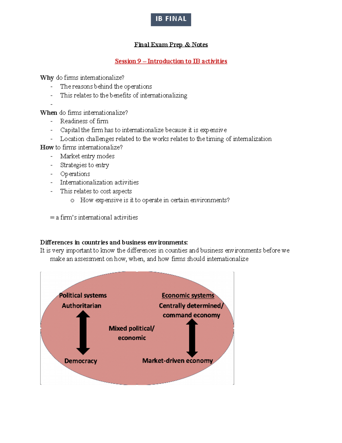 Final Exam Prep & Notes - Final Exam Prep & Notes Session 9 ...