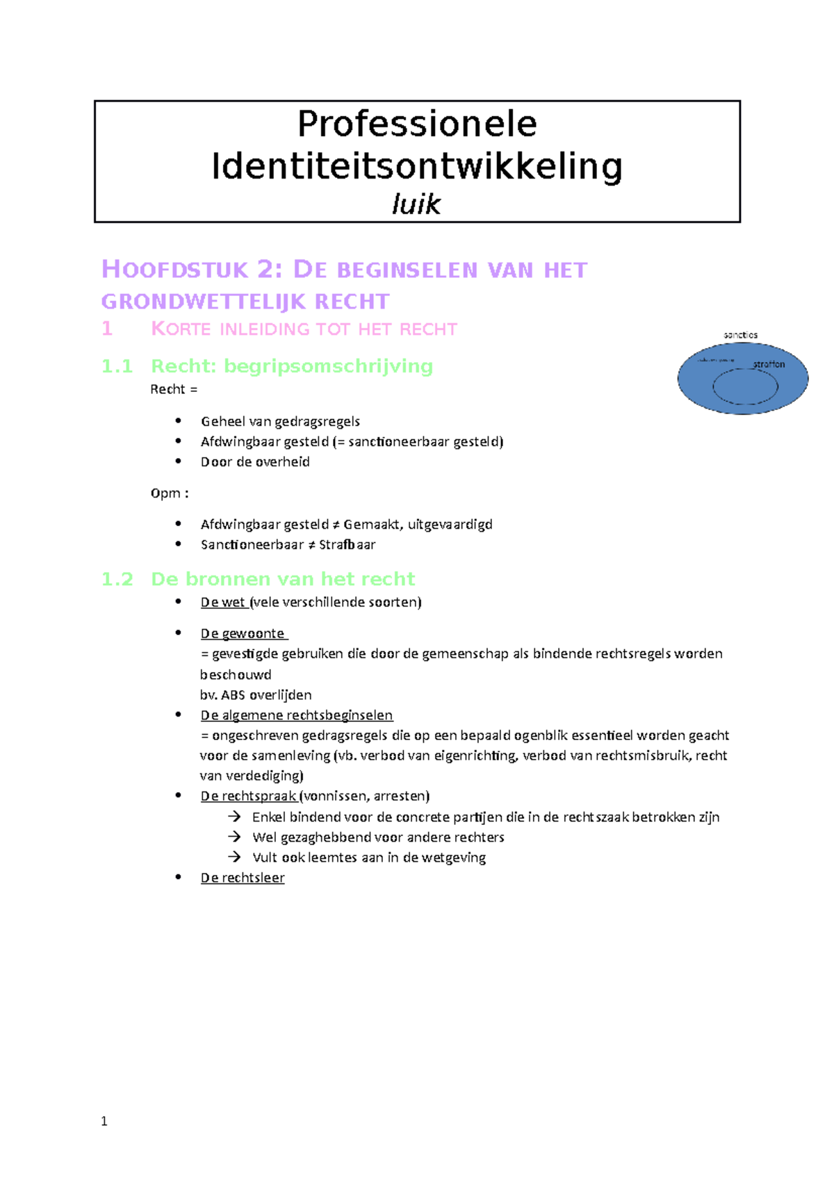 Samenvatting Examens - Professionele Identiteitsontwikkeling Luik ...