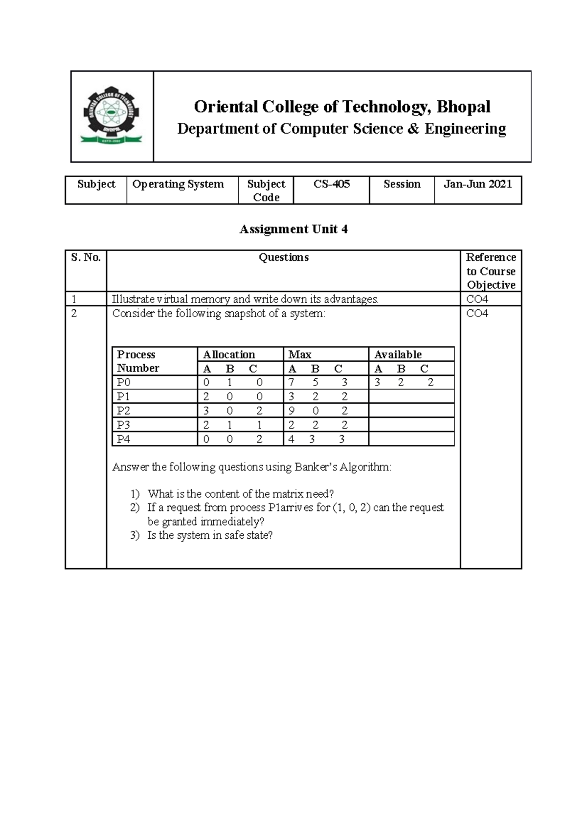 Operating system content - Department of Computer Science & Engineering ...