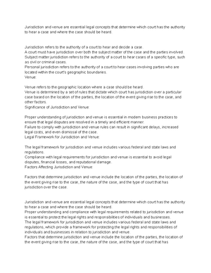 Jurisdiction in outlet legal disputes involving