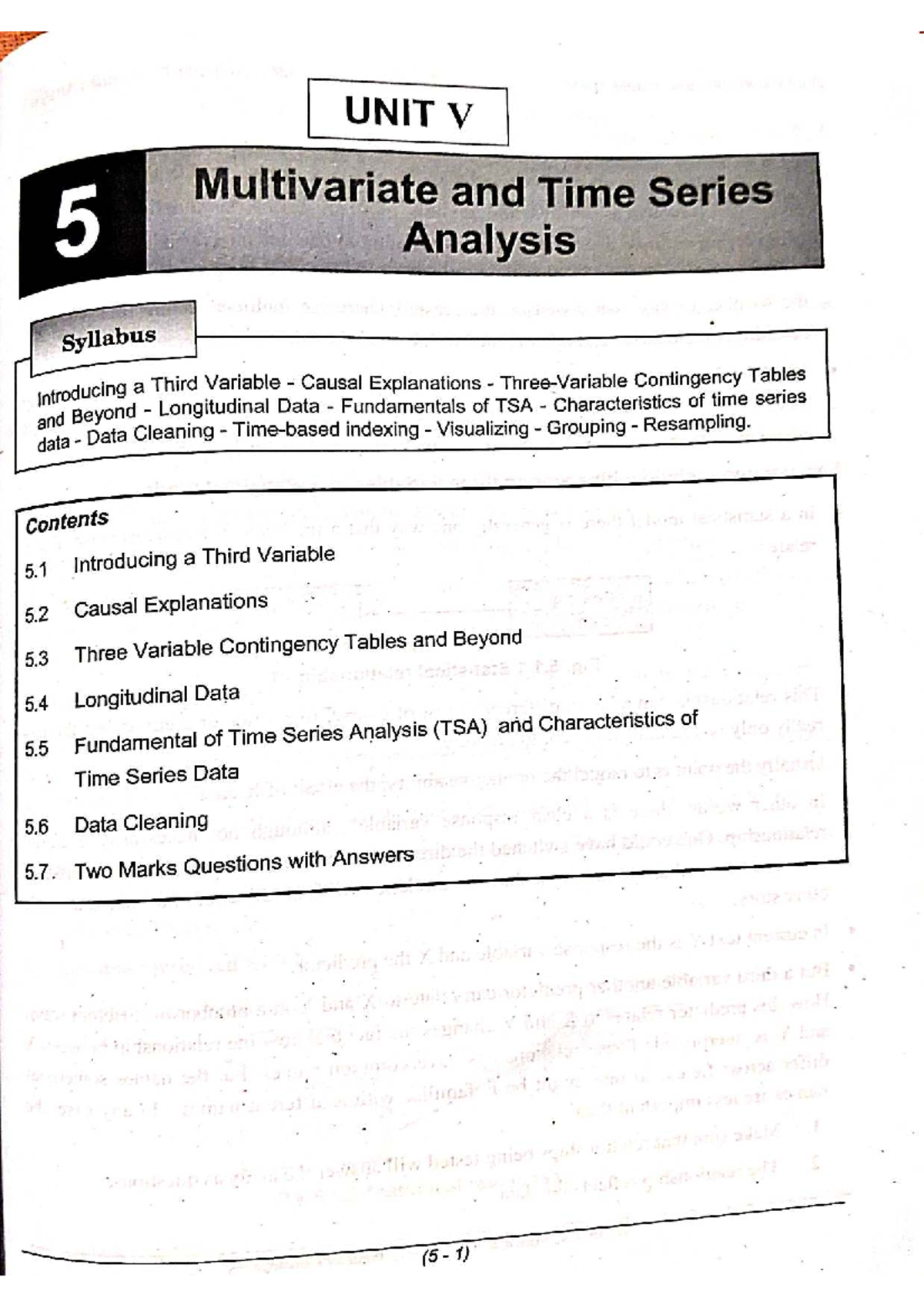 MULTIVARIATE AND TIME SERIES ANALYSIS - UNIT V 5 Multivariate and Time ...
