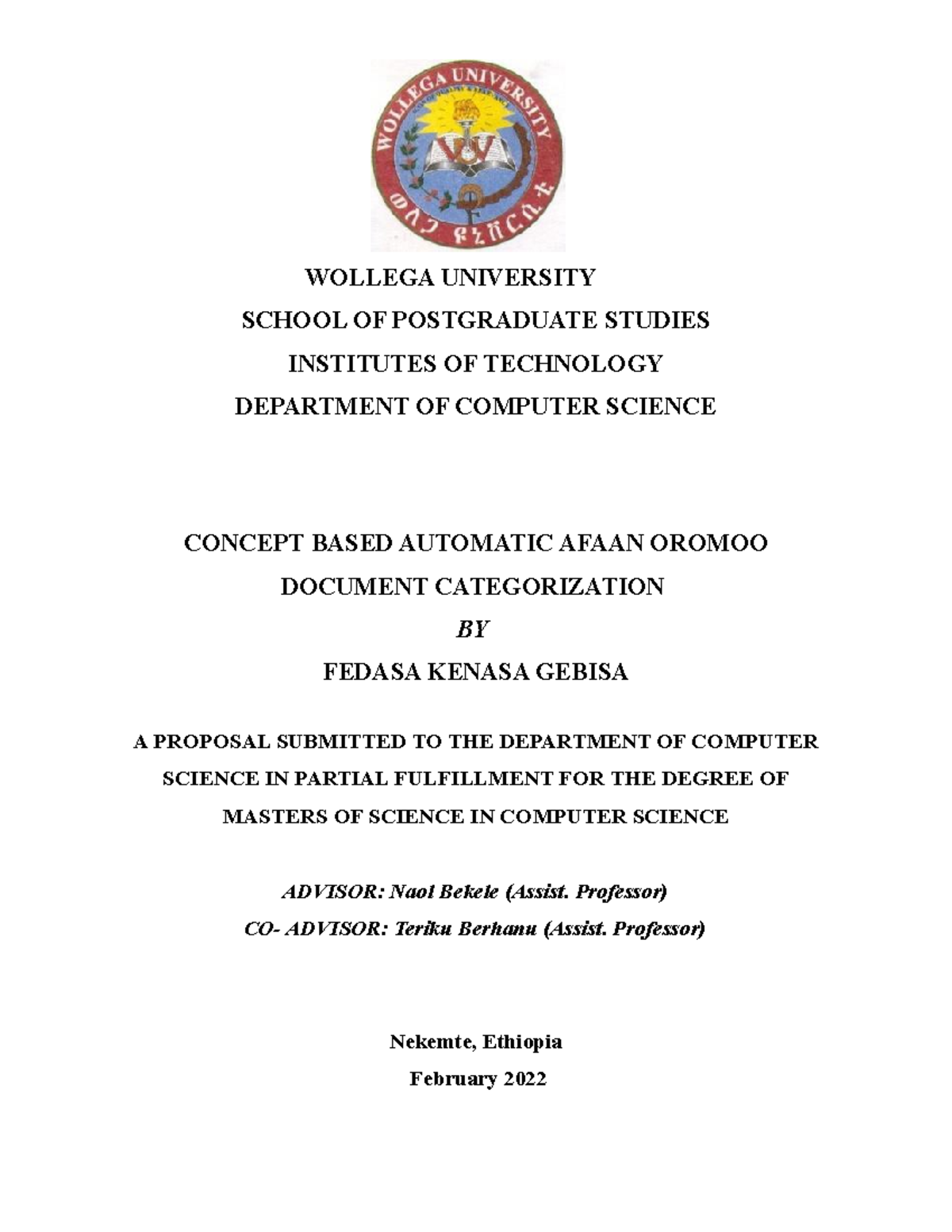 Fedasa 2014 research - hhhhhhhhhhhhhhhhhhhhhhhhh - WOLLEGA UNIVERSITY ...