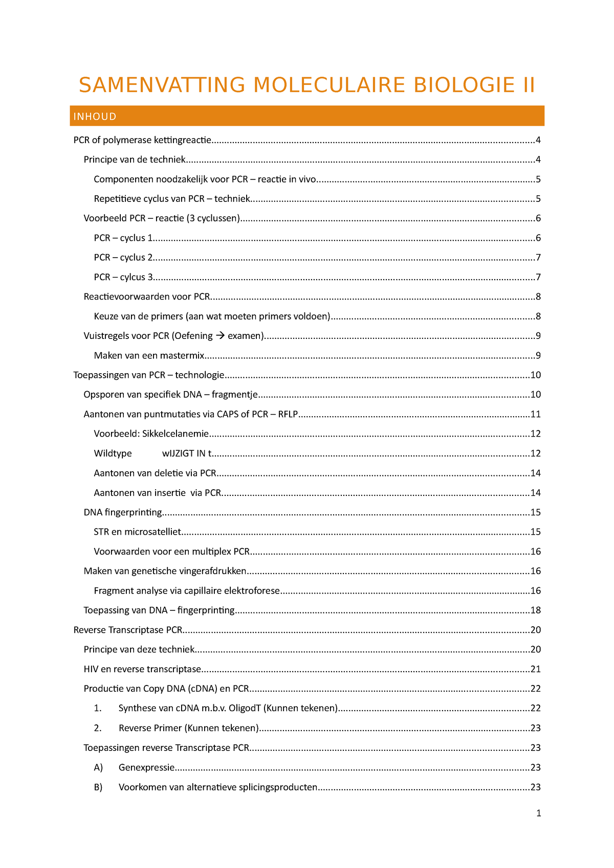 Samenvatting Moleculaire Biologie II - SAMENVATTING MOLECULAIRE ...