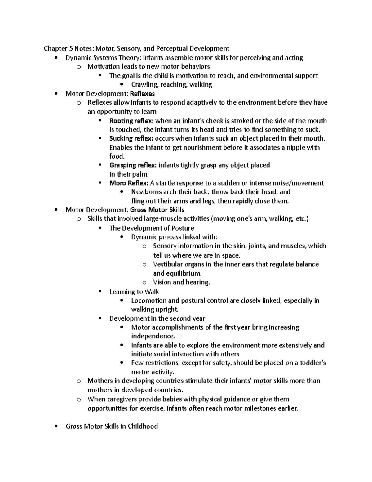 Chapter 5 Notes - Chapter 5 Notes: Motor, Sensory, and Perceptual ...
