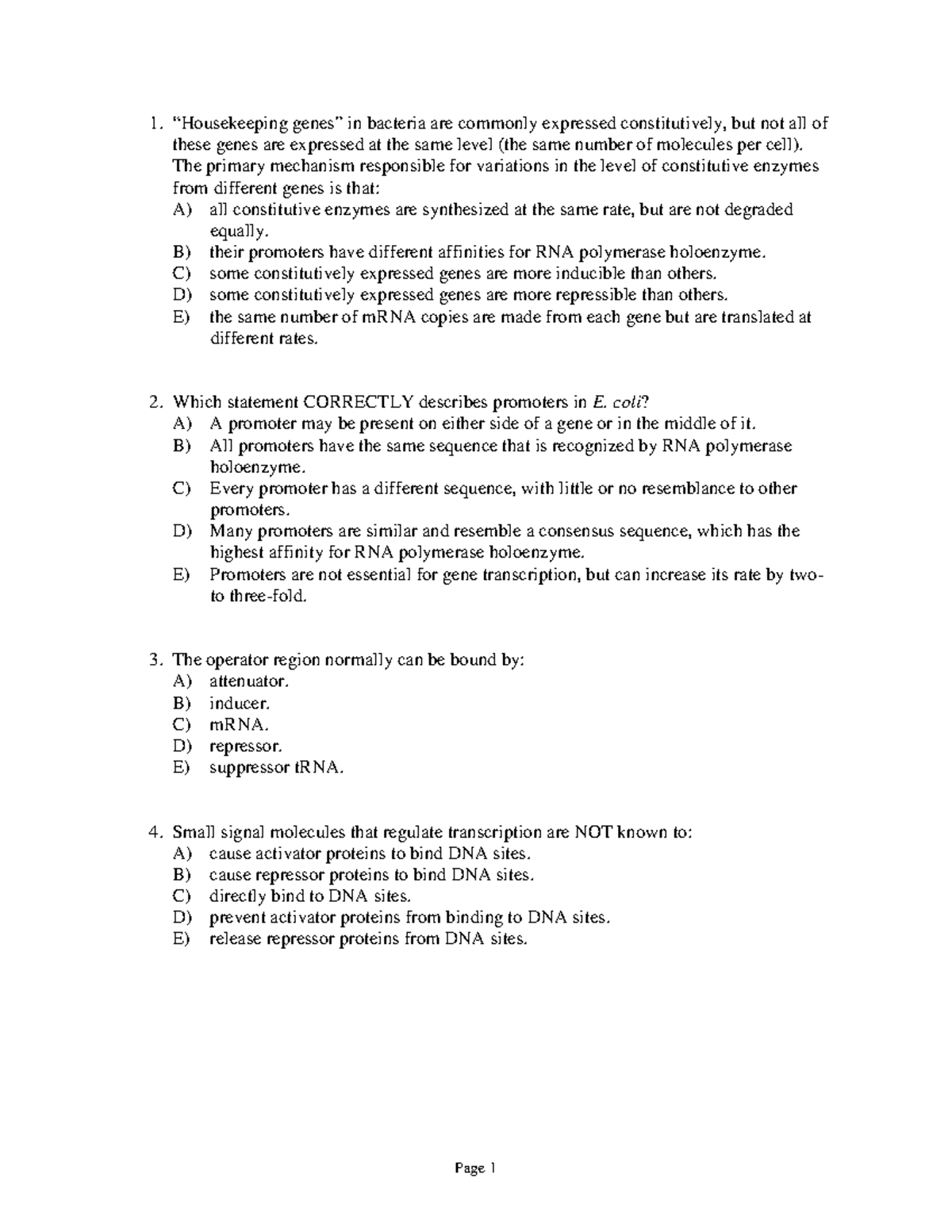 Chapter 28 Regulation of Gene Expression “Housekeeping genes” in