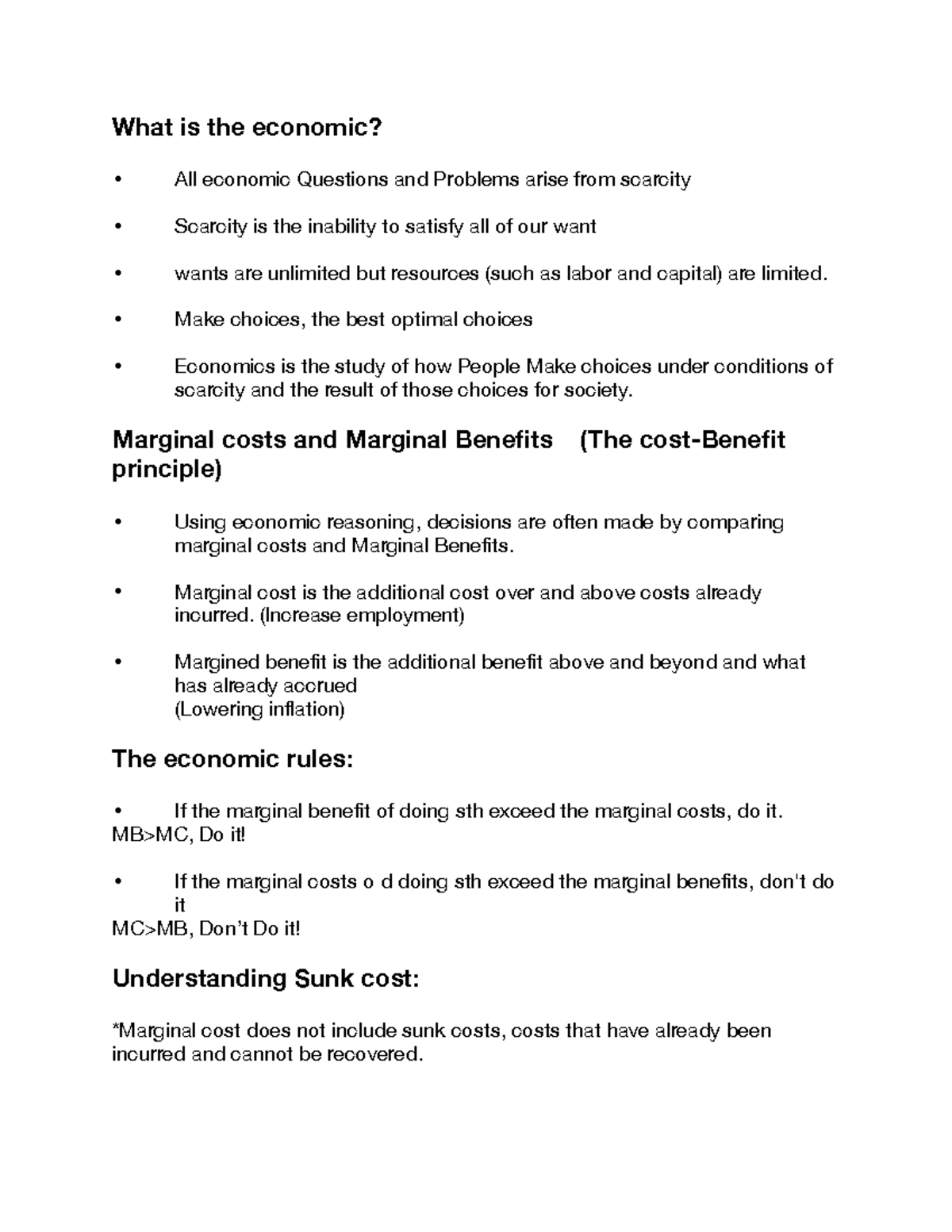 Economic - summaries about chapter 1 - What is the economic? All ...