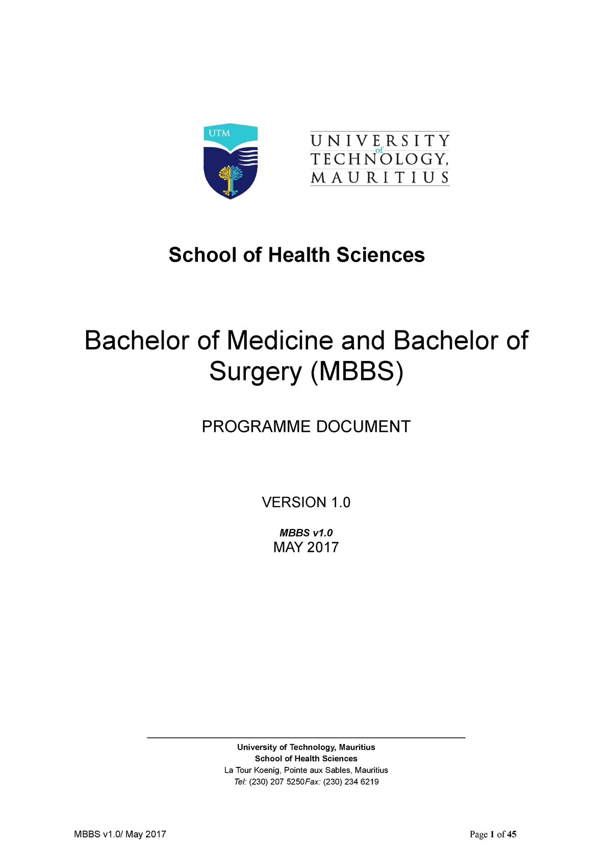 MBBS Programme - Course Program - School Of Health Sciences Bachelor Of ...