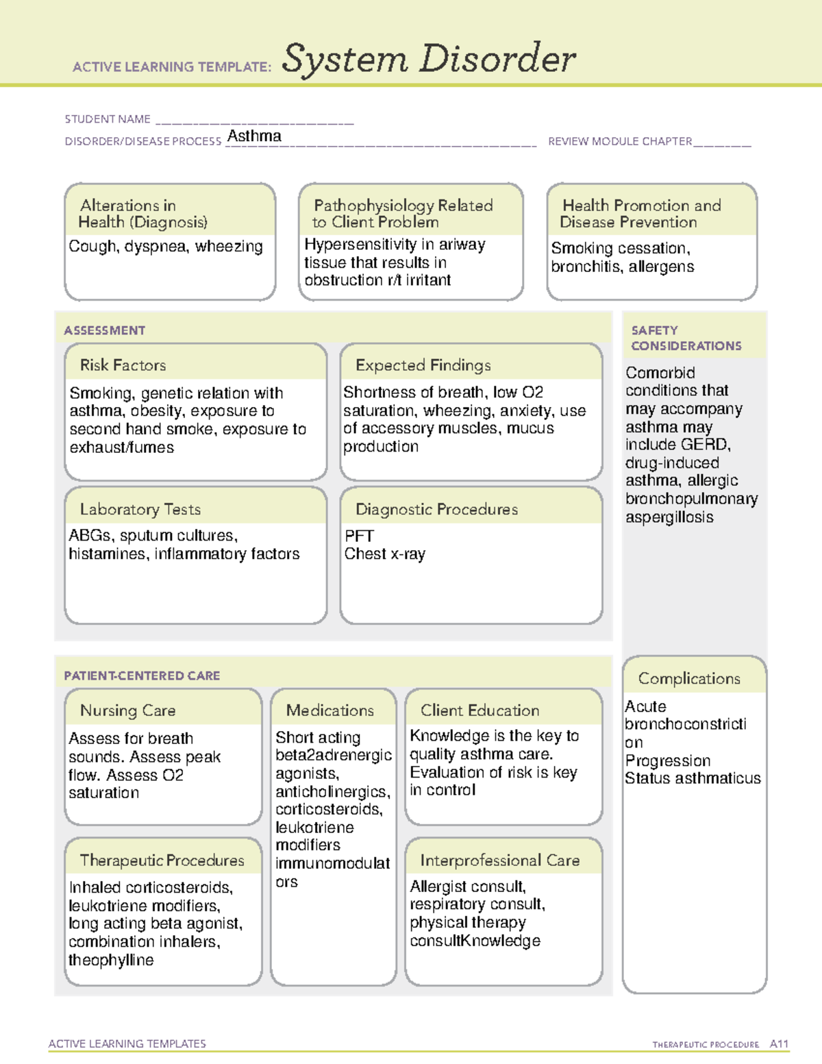 Asthma - course assignments - ACTIVE LEARNING TEMPLATES THERAPEUTIC ...