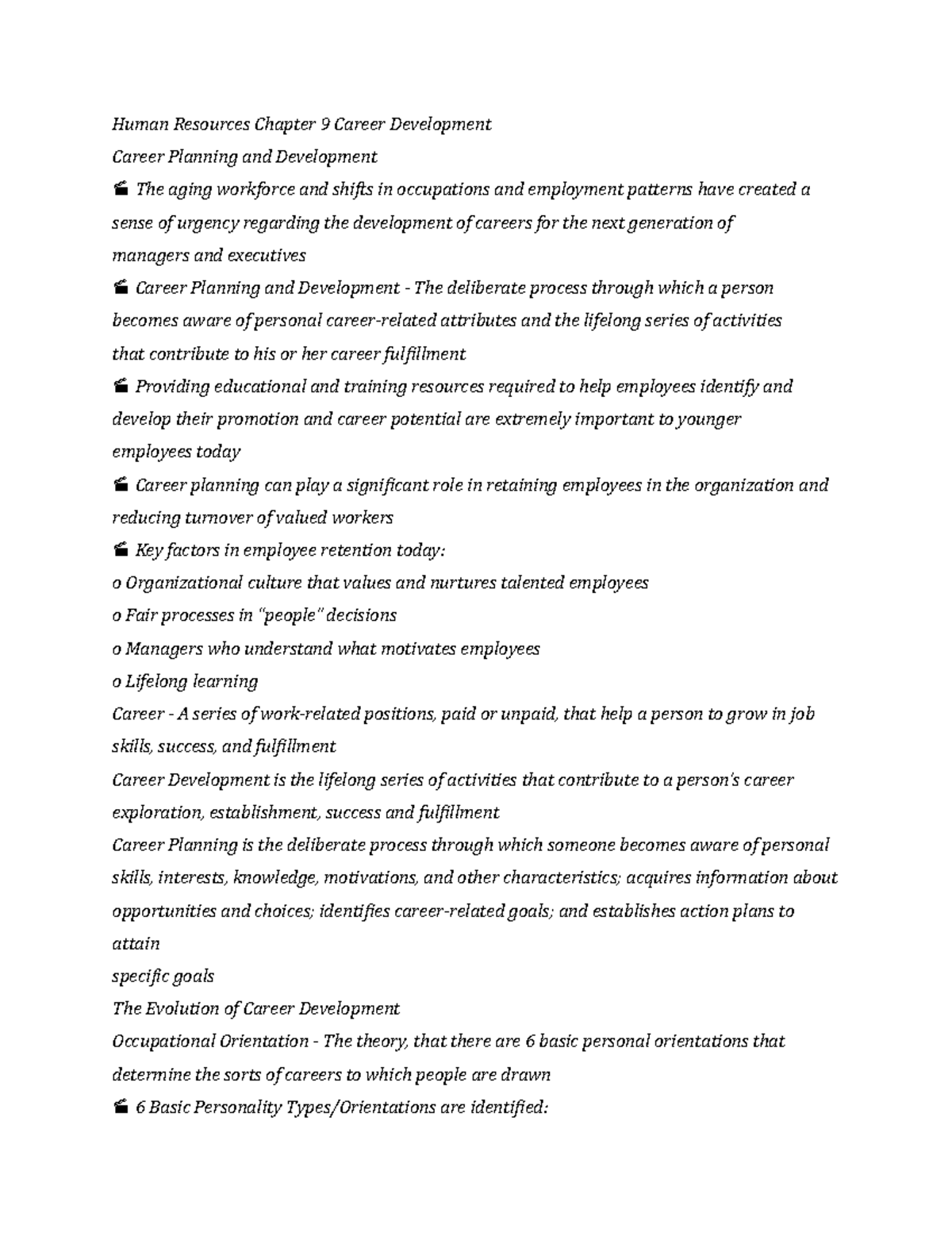 Human Resources Chapter 9 Career Development - Human Resources Chapter ...