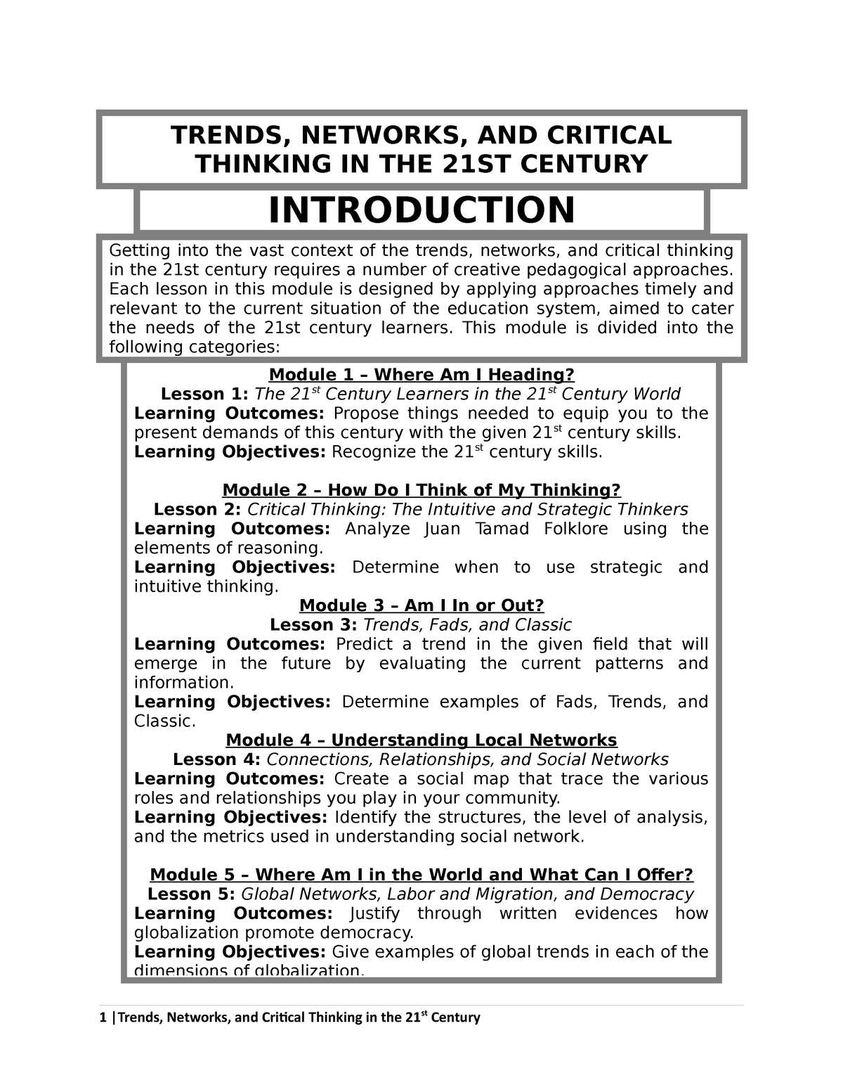critical thinking lesson pdf
